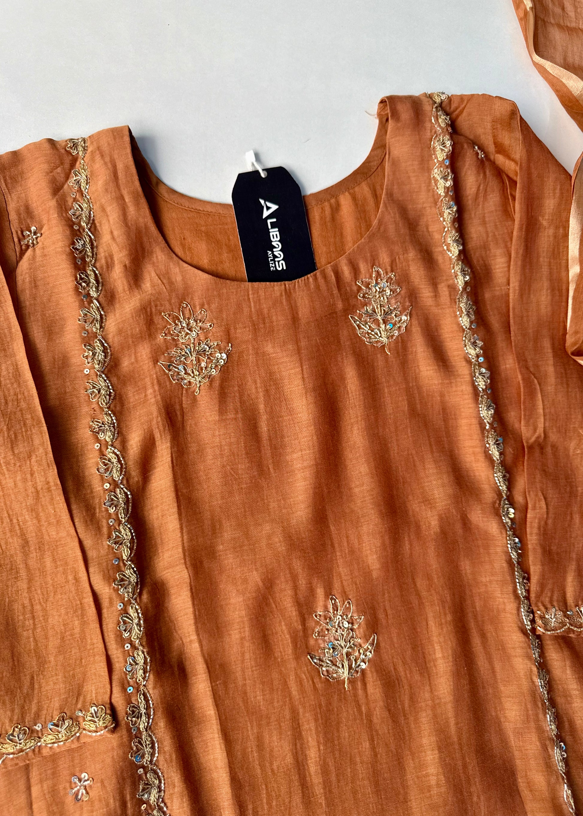 “Ujjwal” Copper Brown Mul Chanderi A Line Suit set 🛍️