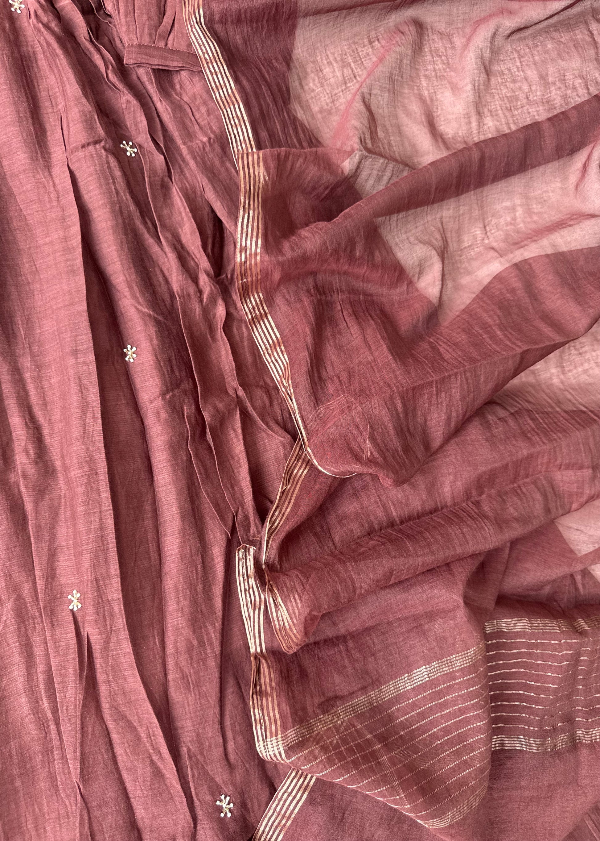 “Zayna” Premium Rich Brown Mul Chanderi anarkali kurta set