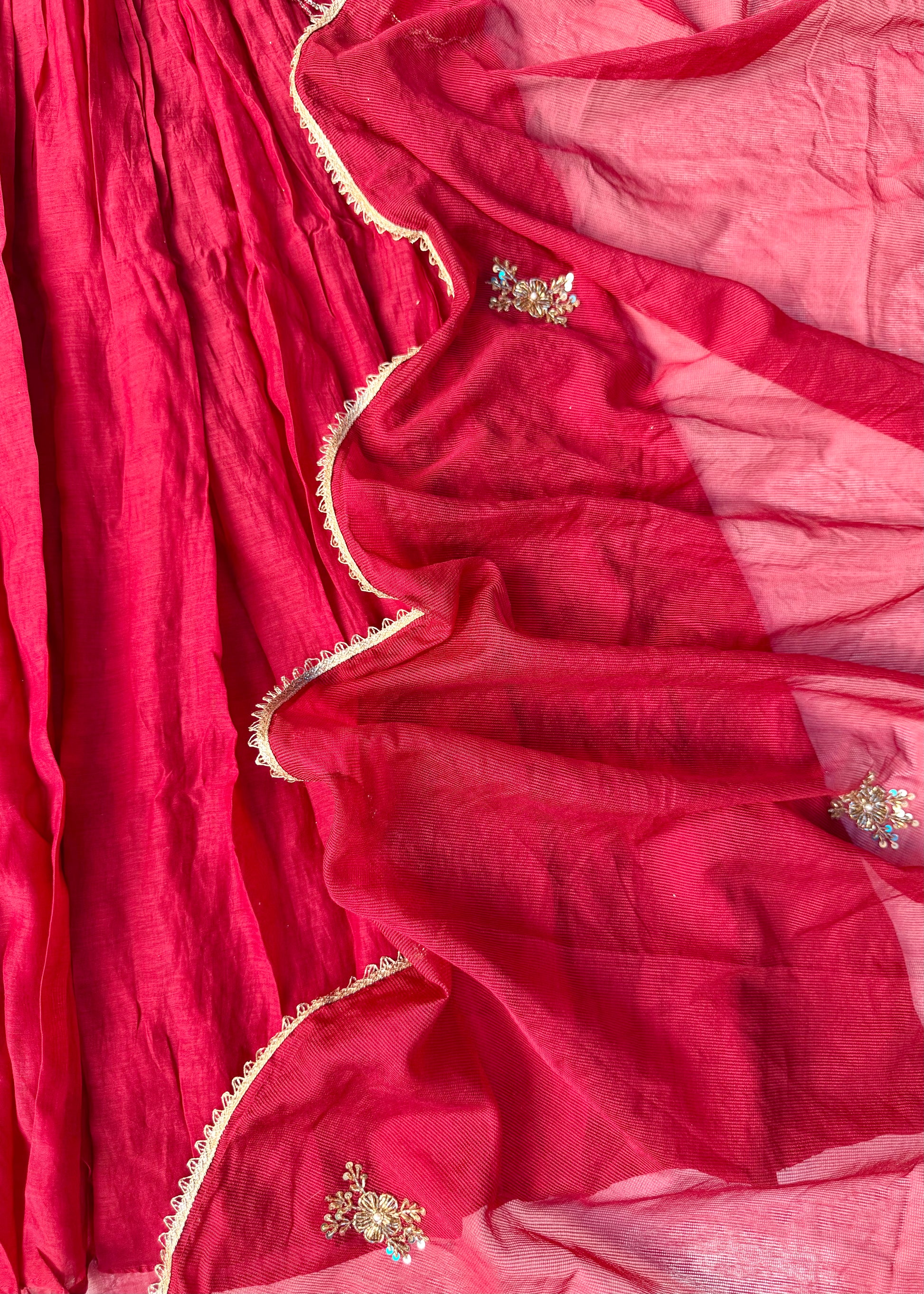 “Anya” Beautiful Red Mul Chanderi Anarkali Kurta Set