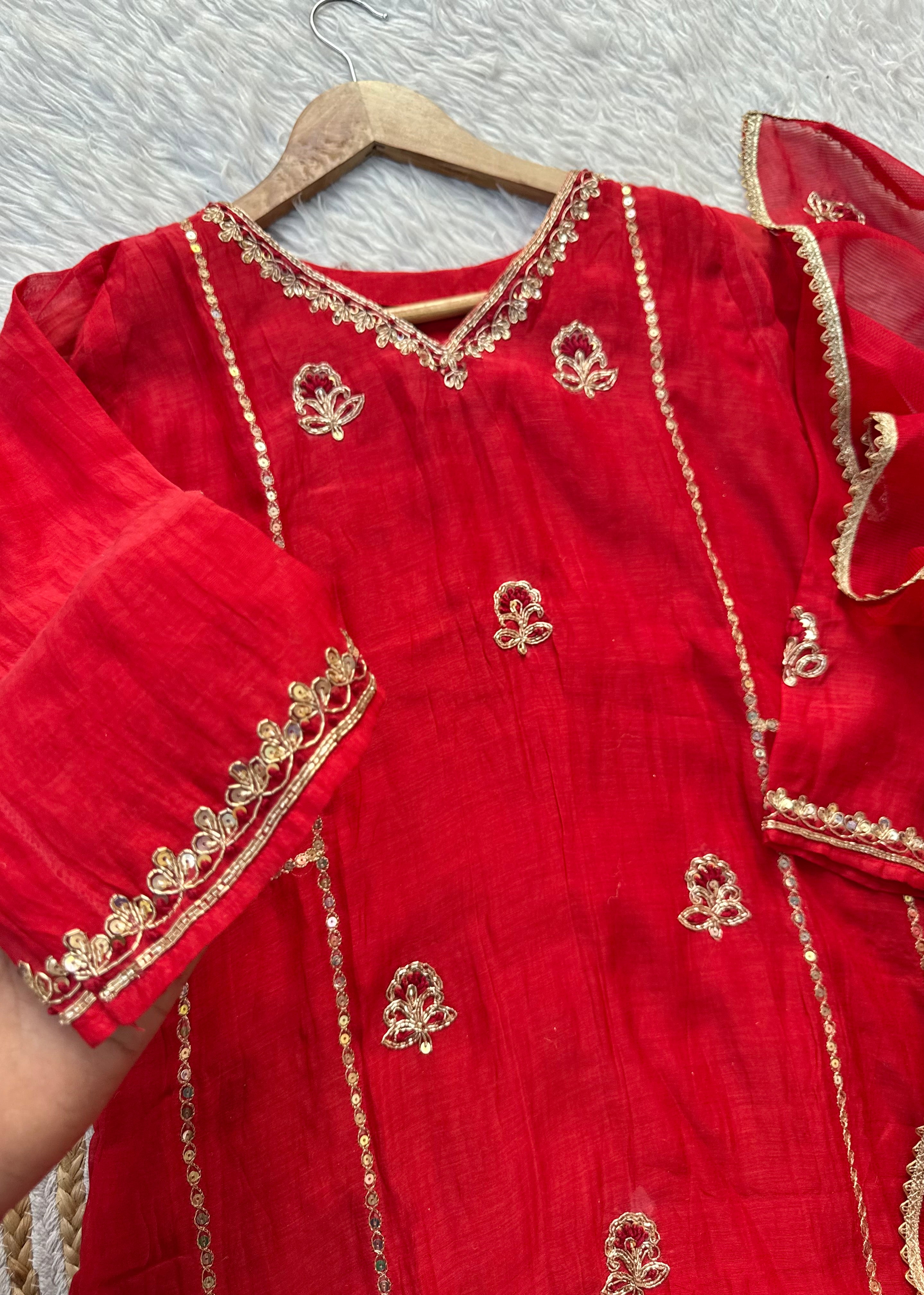 “MELODY” Heavy handwork Mul Chanderi party wear anarkali kurta set