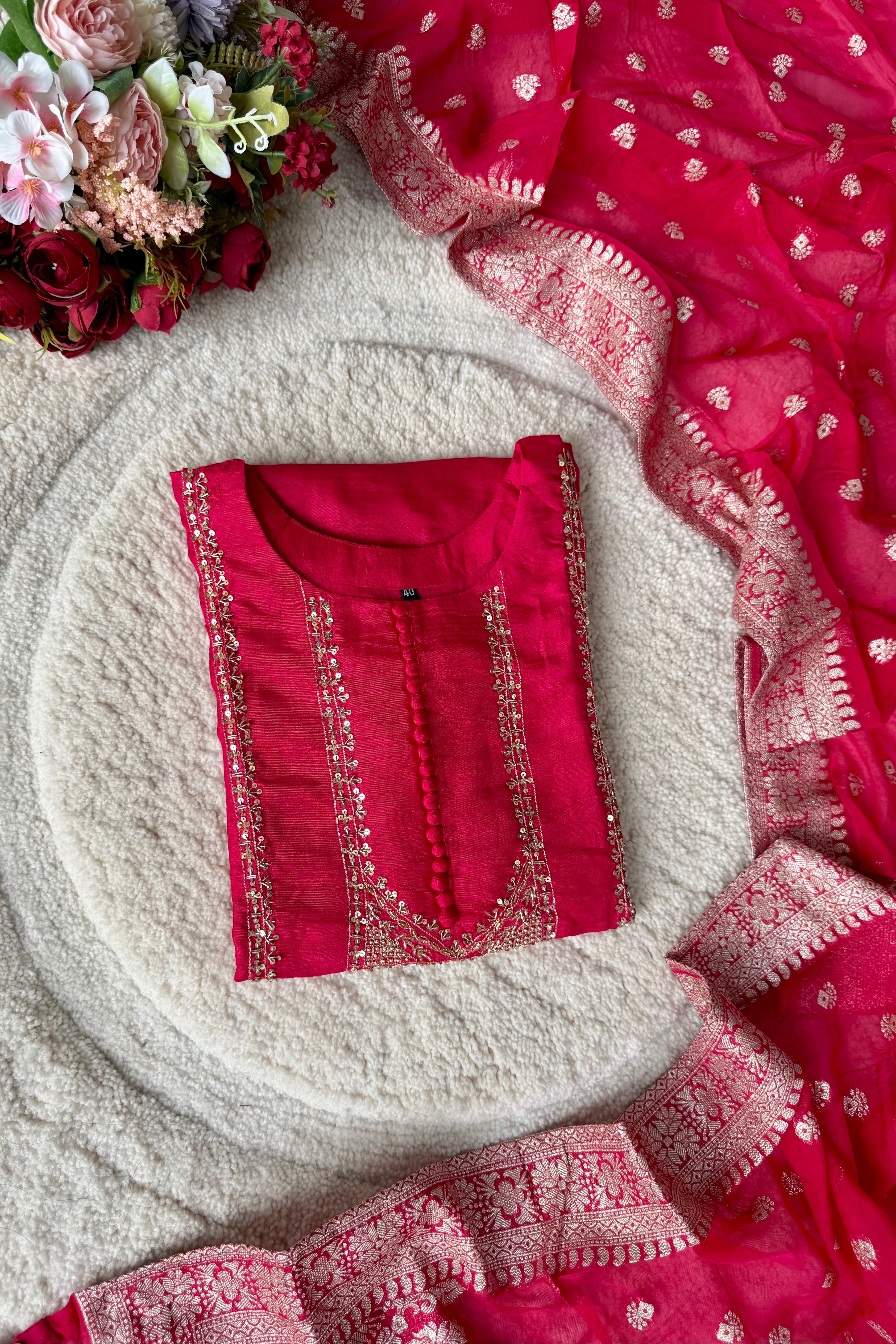 “Hiya” Premium range Dola Silk handwork Kurta Set