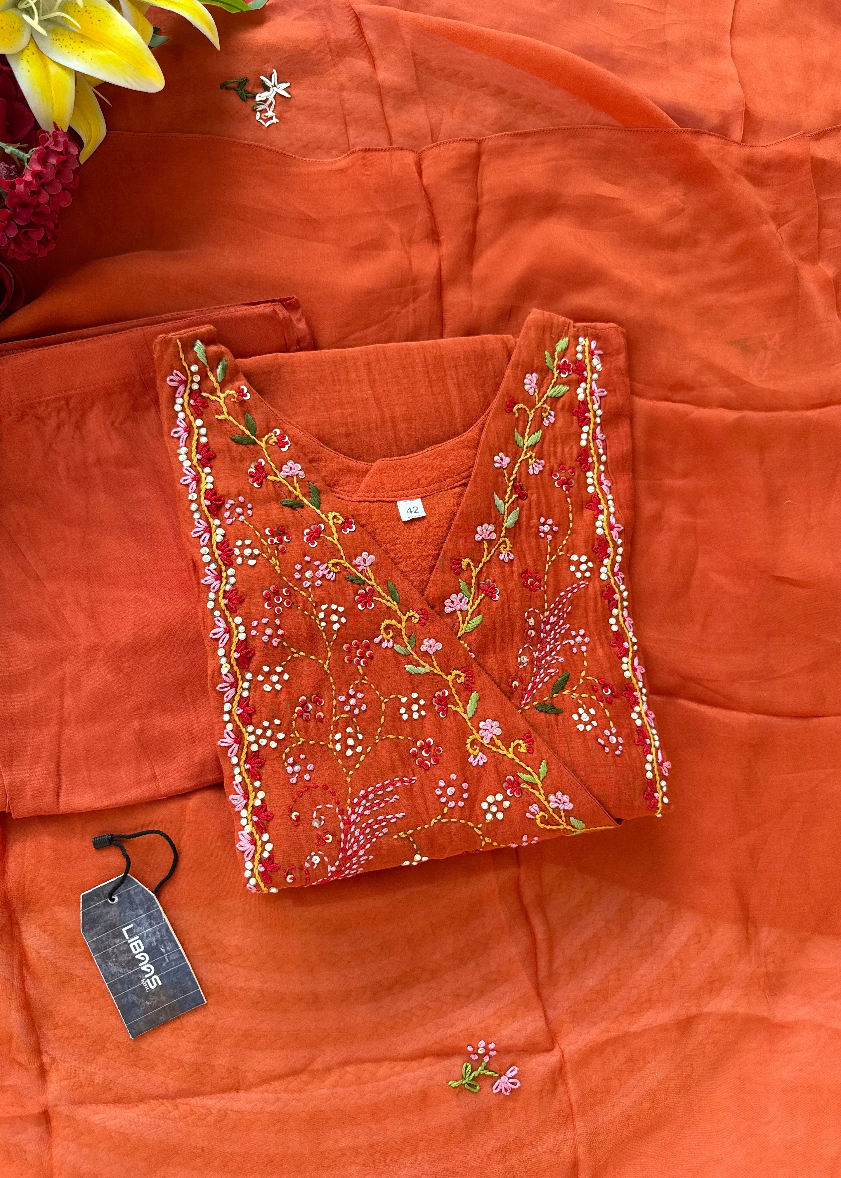 “MAHA” Premium Mul Chanderi anarkali suit set