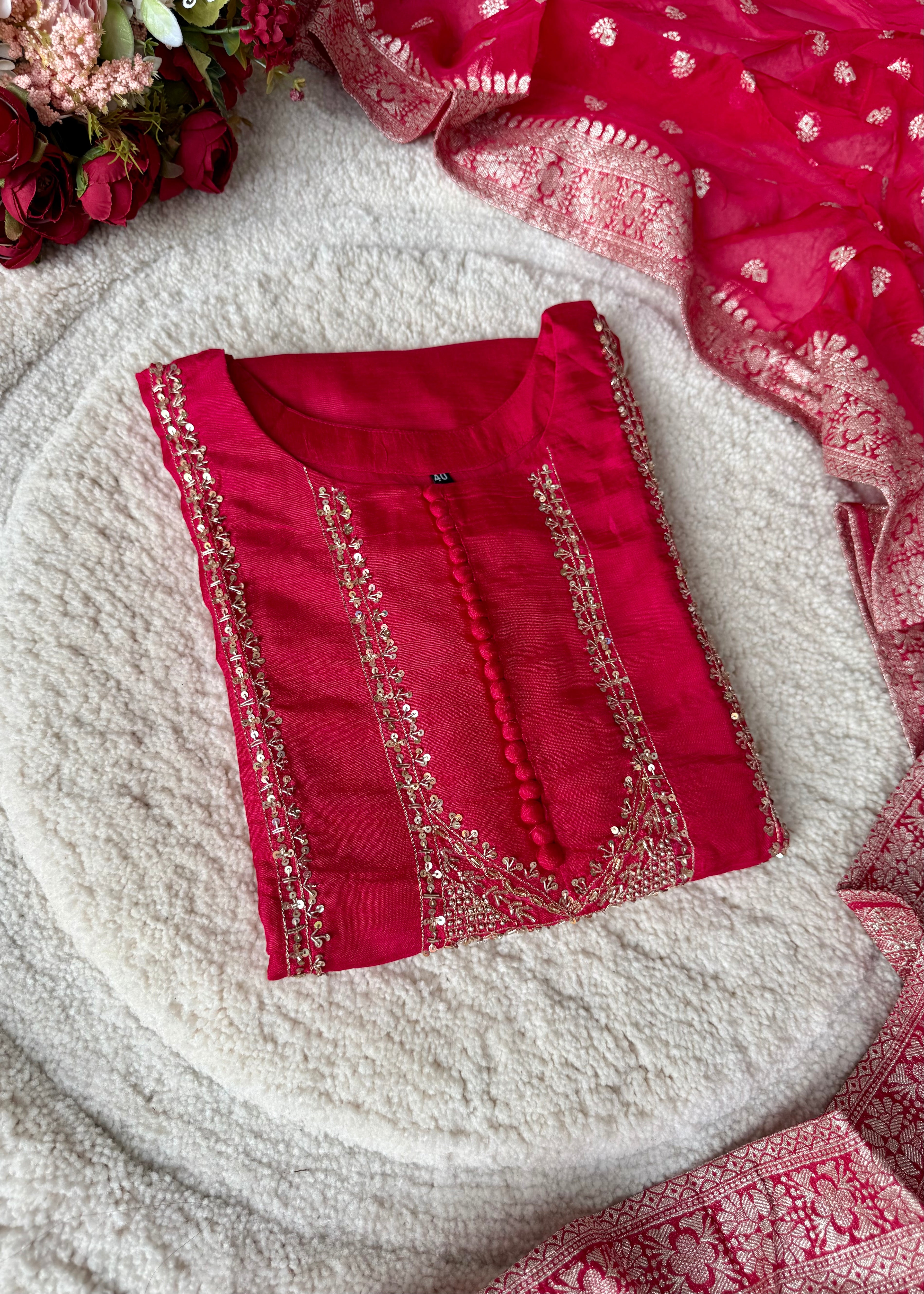 “Hiya” Premium range Dola Silk handwork Kurta Set