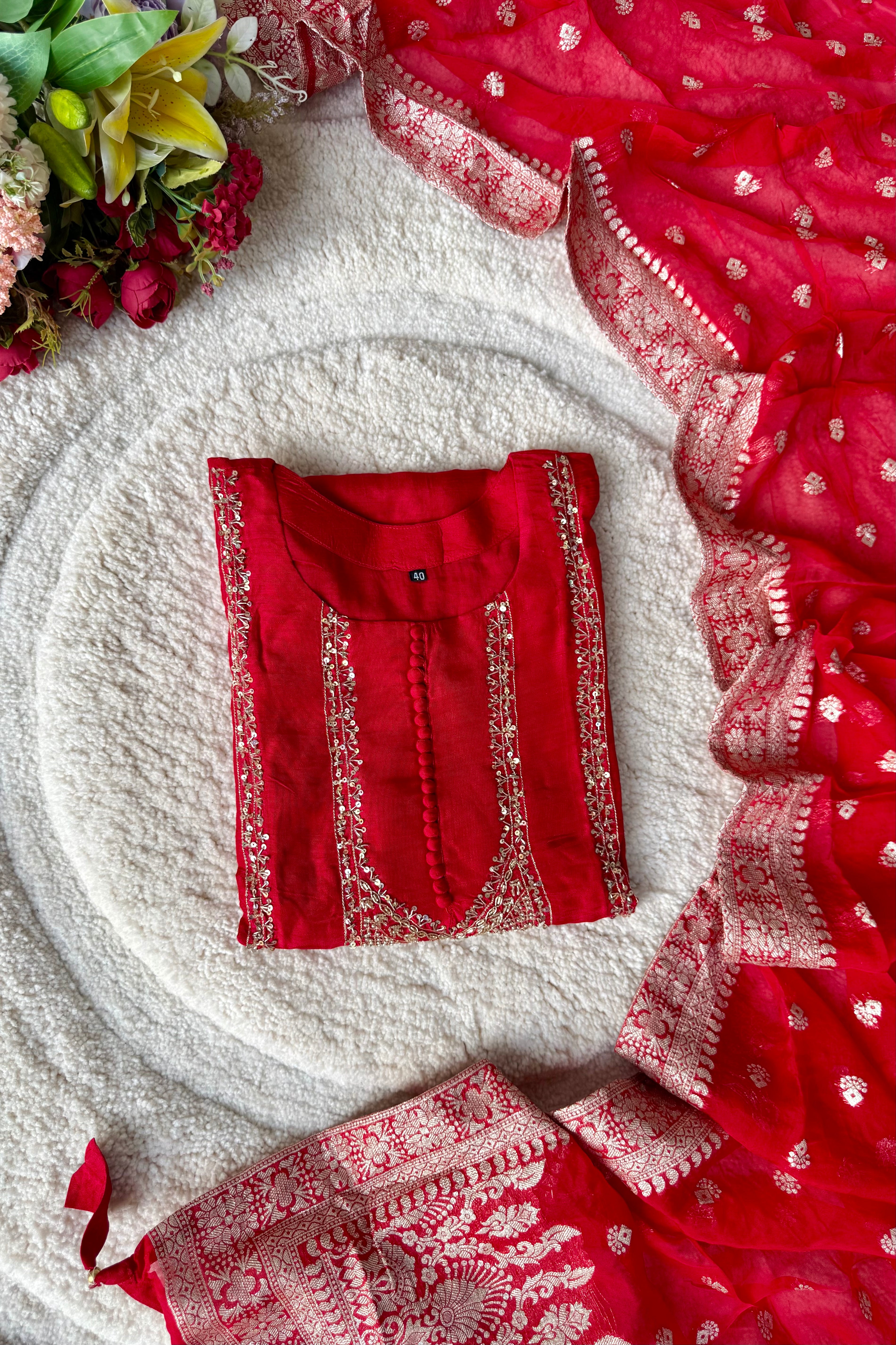 “Hiya” Premium range Dola Silk handwork Kurta Set