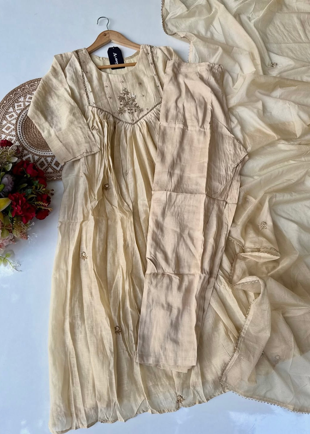 “Oviya” Latest Mul Chanderi Anarkali Suit Set