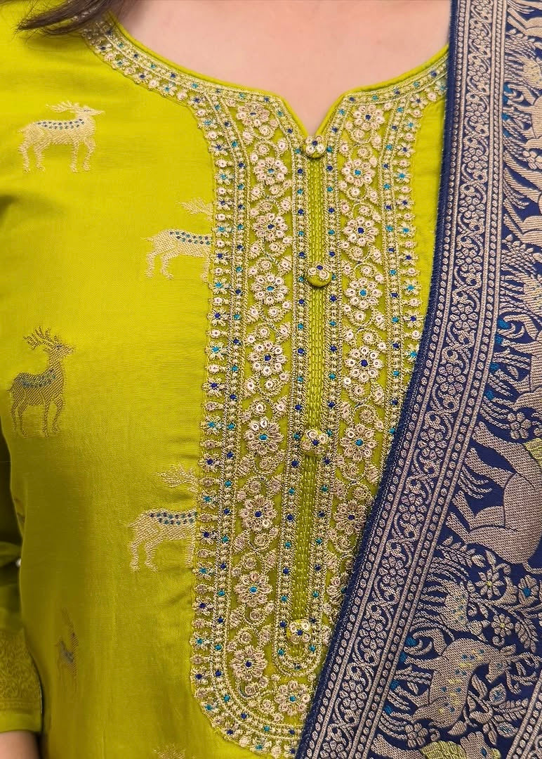 “AMRITA” Festive wear Jacquard silk kurta bottom with dupatta set