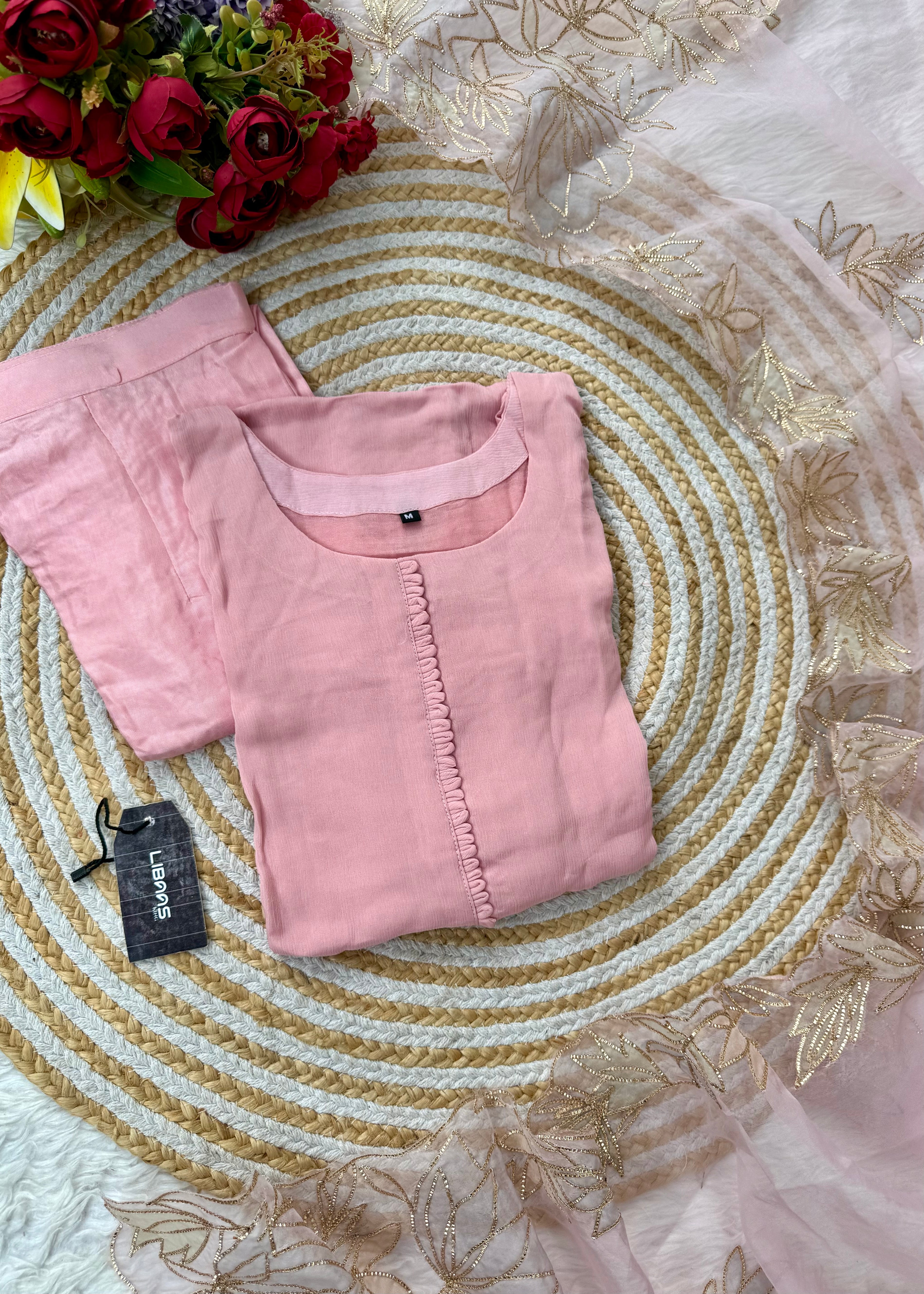 “MOREN” Premium Mul Chanderi Daman work kurta set