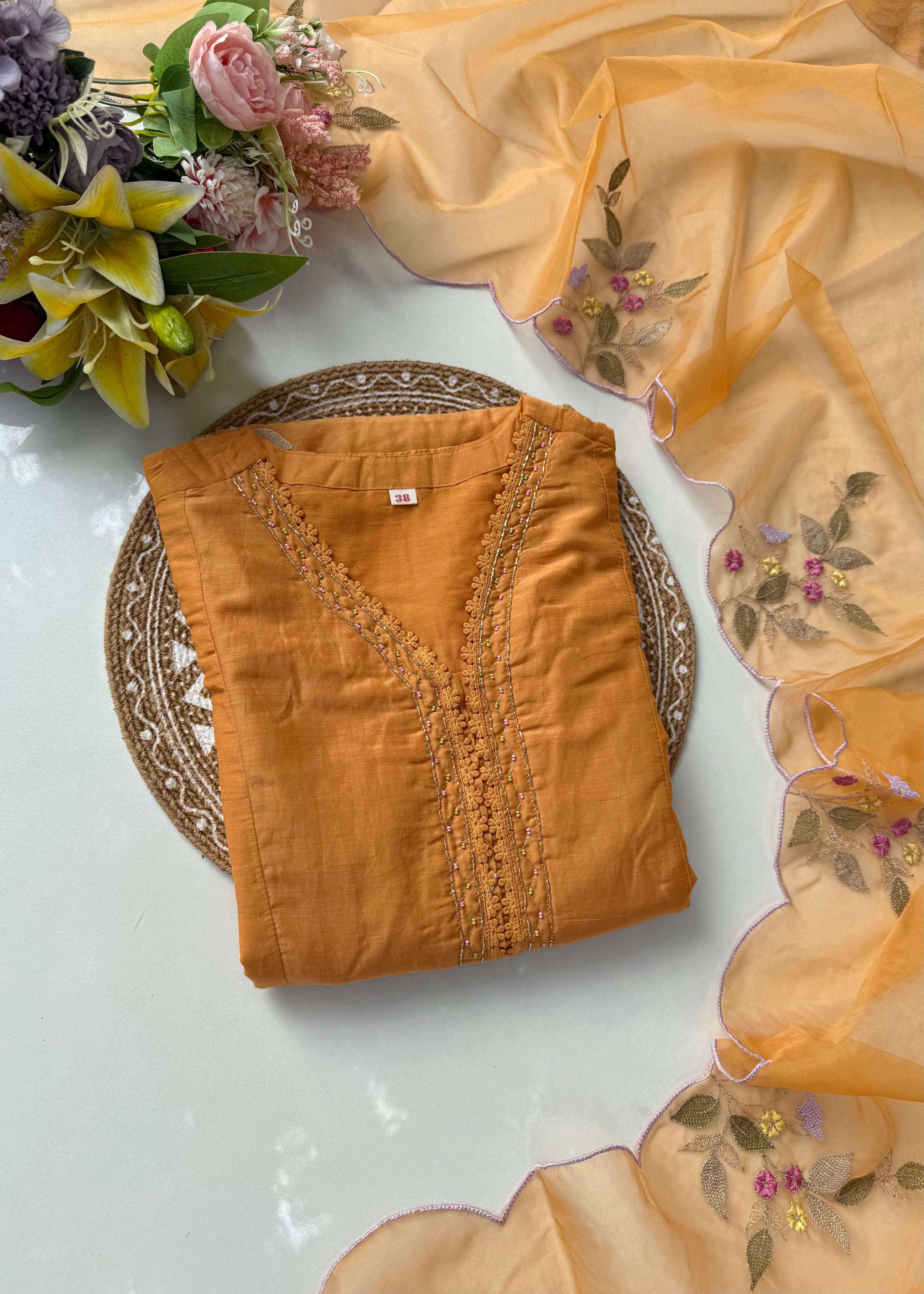 “PRAGYA” Beautiful Mul Chanderi straight kurta set