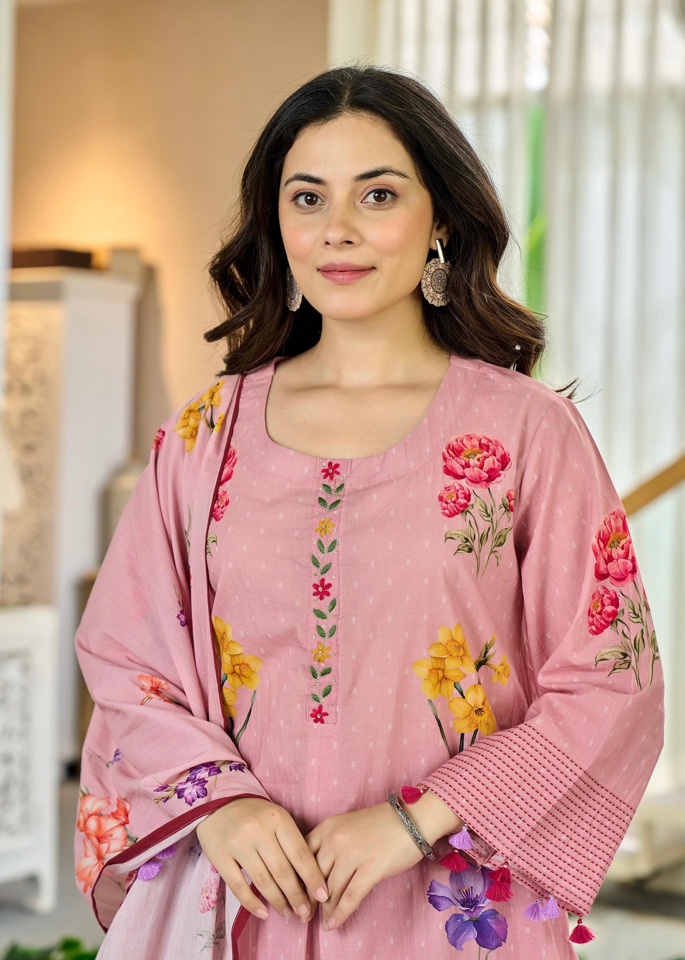 “AVLEEN" Premium Cotton dobby printed kurta set