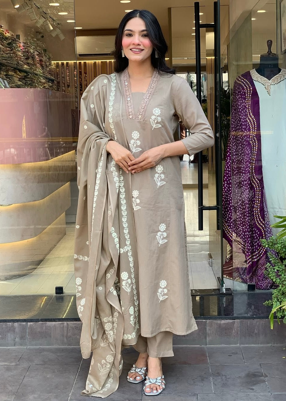 “ALICE" Premium Flex cotton embroidered work kurta set