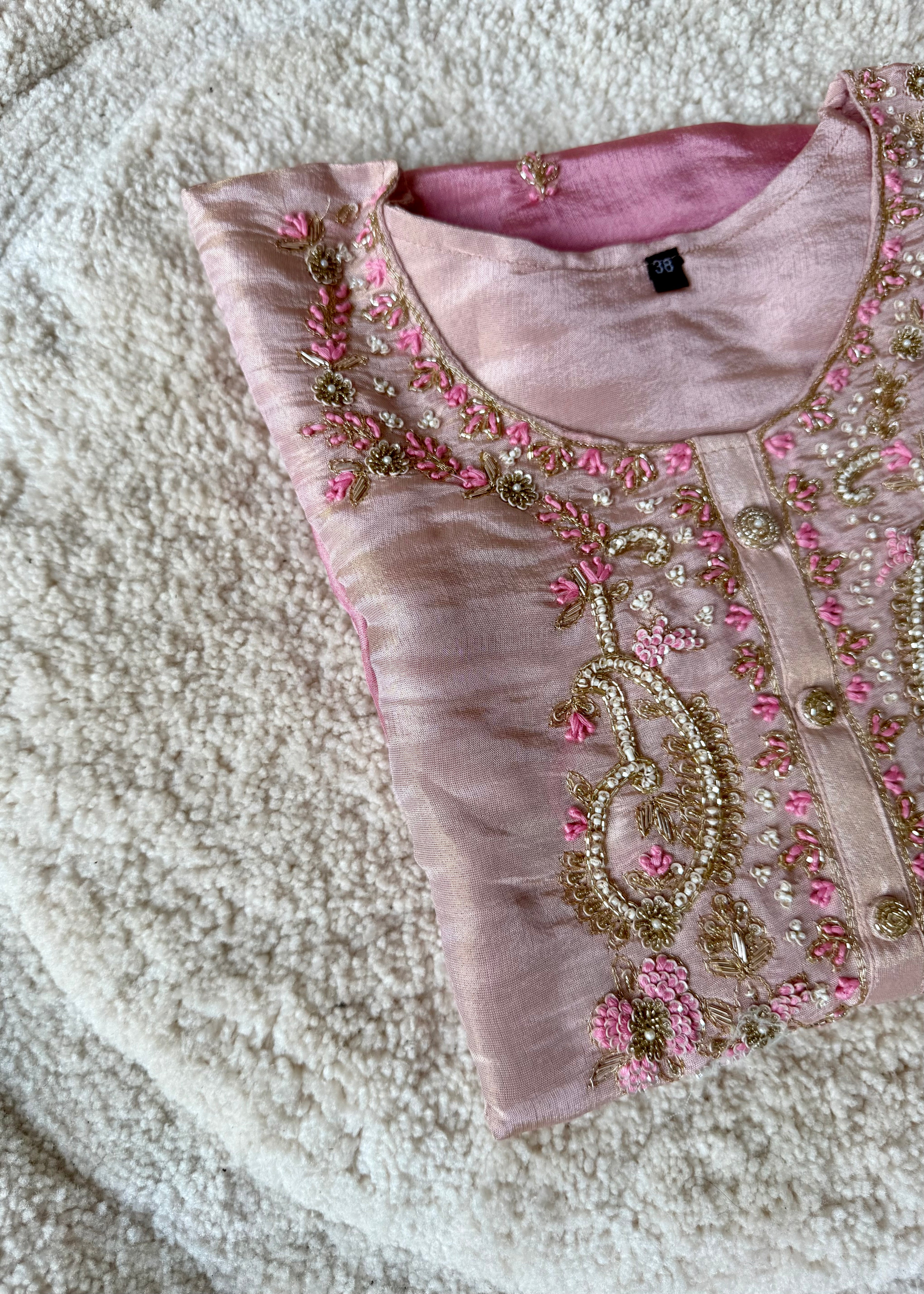 “Aashvi” Ombre Tissue Silk Handwork Suit Set