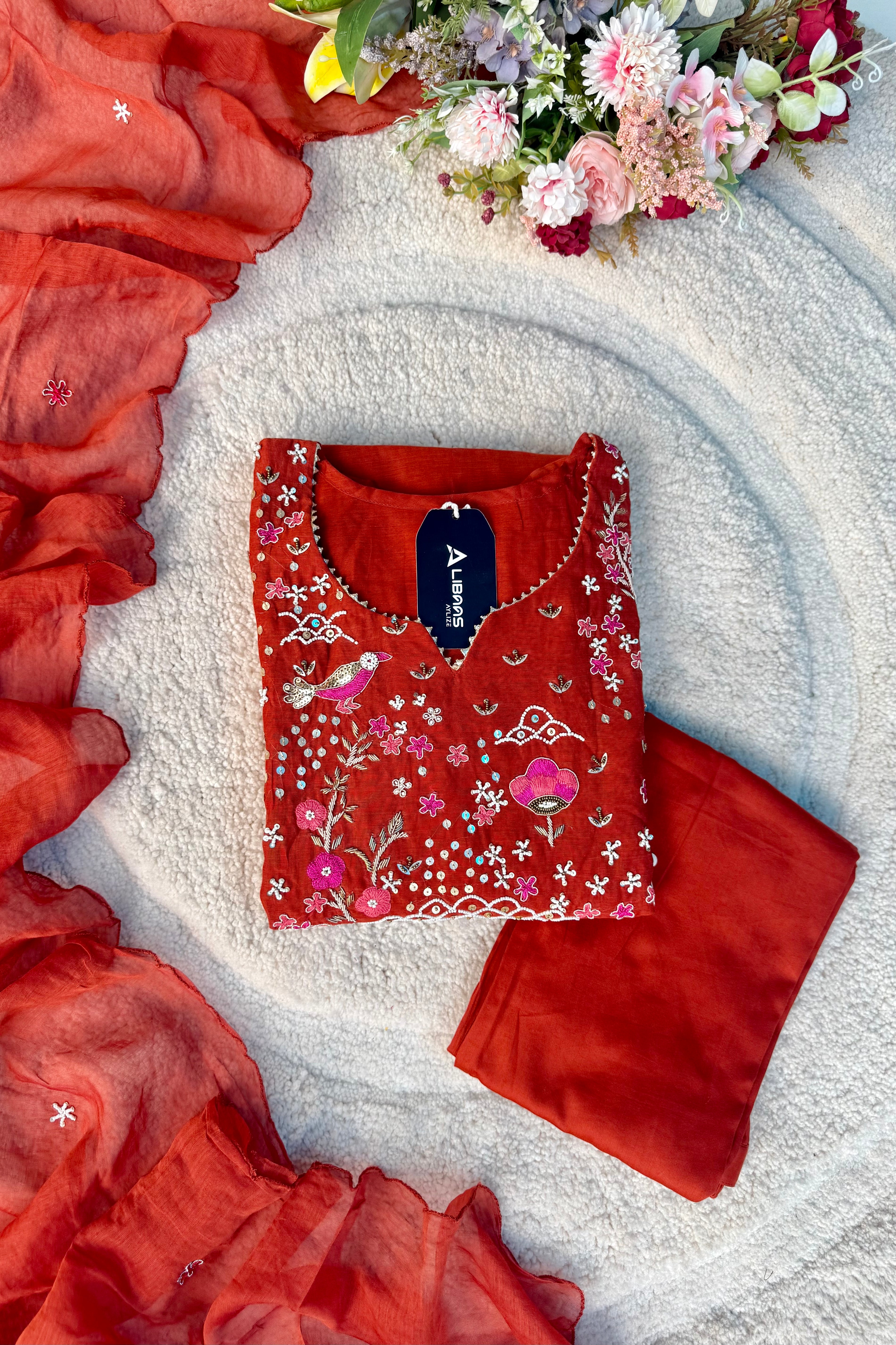 “Ishani” Premium Mul Chanderi A line Anarkali Kurta Set