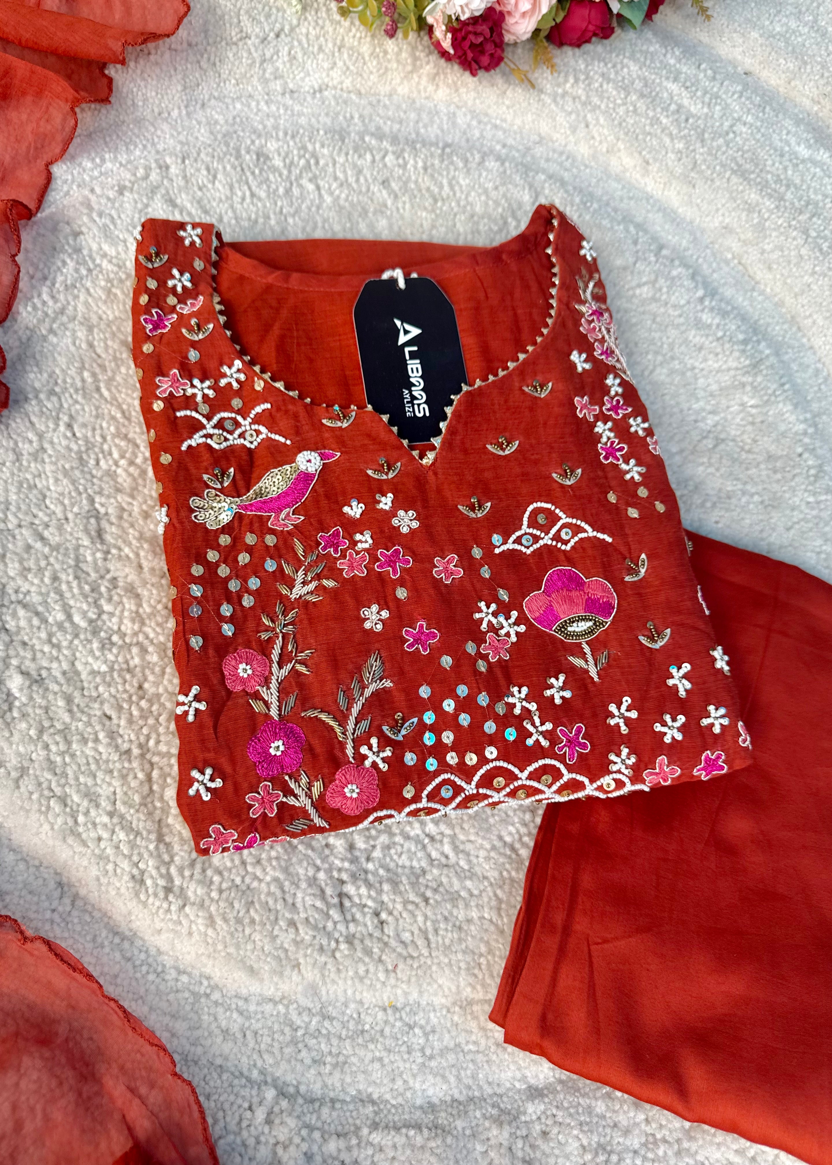 “Ishani” Premium Mul Chanderi A line Anarkali Kurta Set