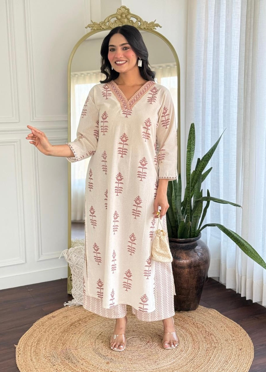 “MISHA" Premium cotton daily wear kurti pant set