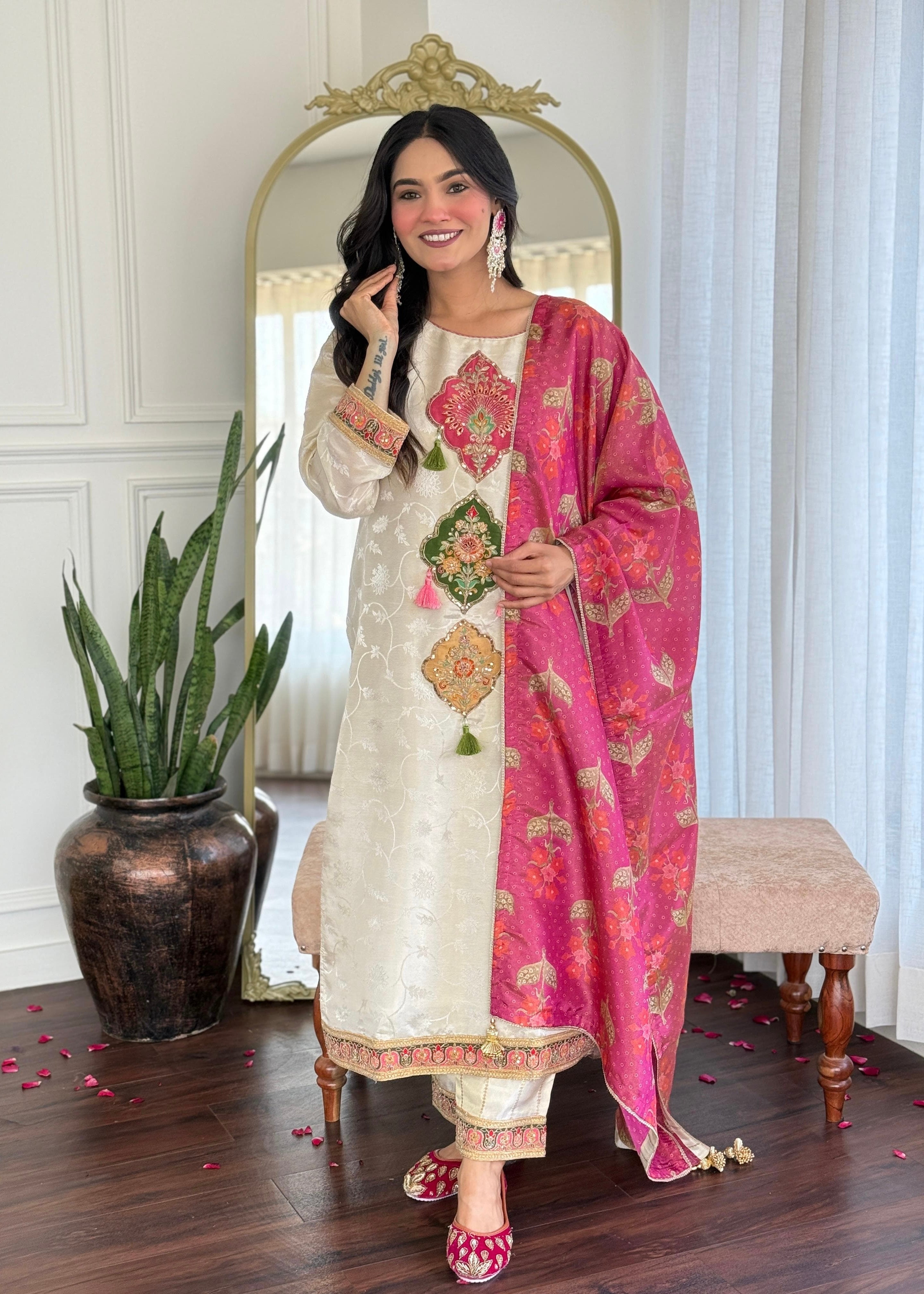 “DISHA” Beautiful Shimmer silk party wear suit set