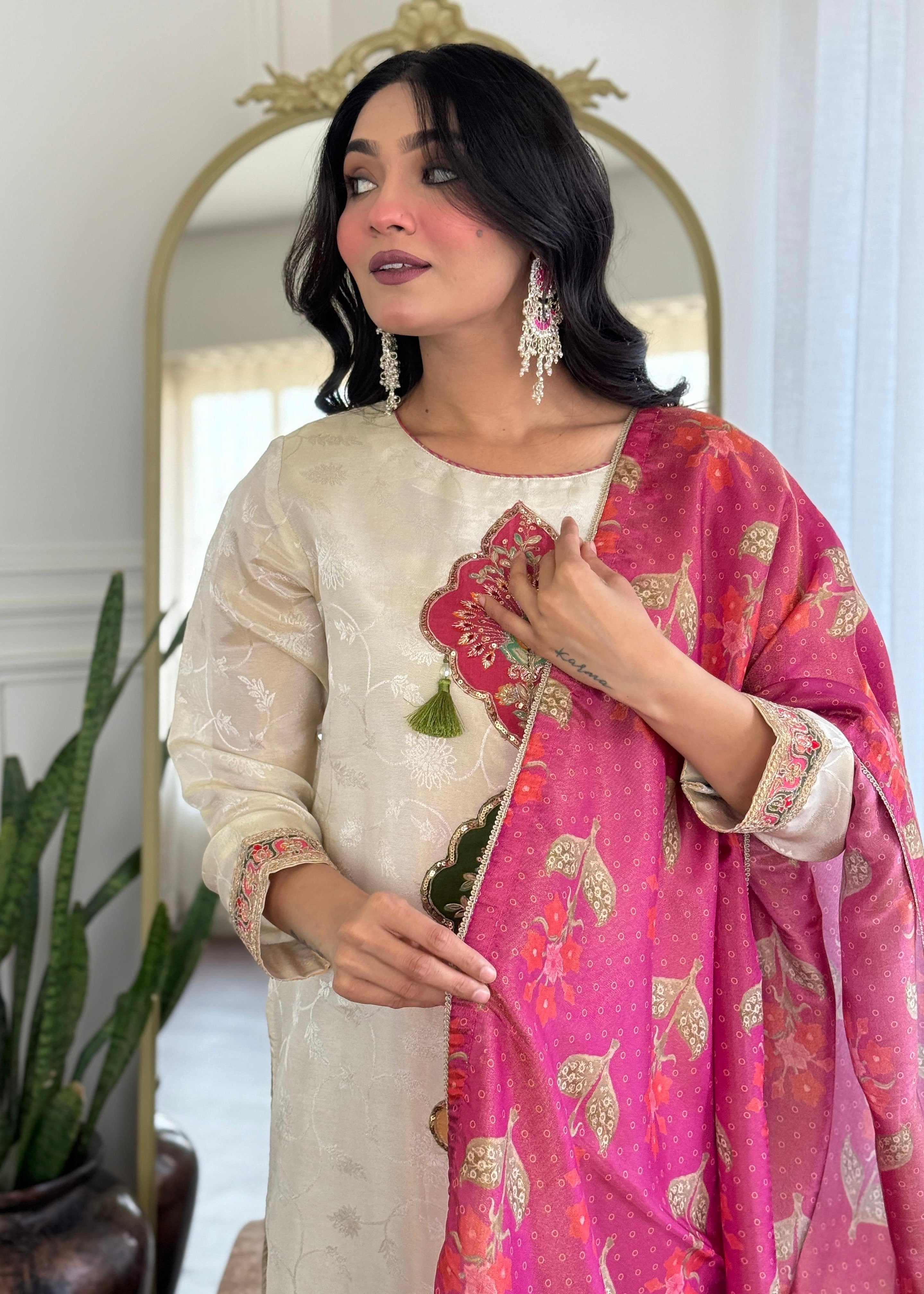 “DISHA” Beautiful Shimmer silk party wear suit set