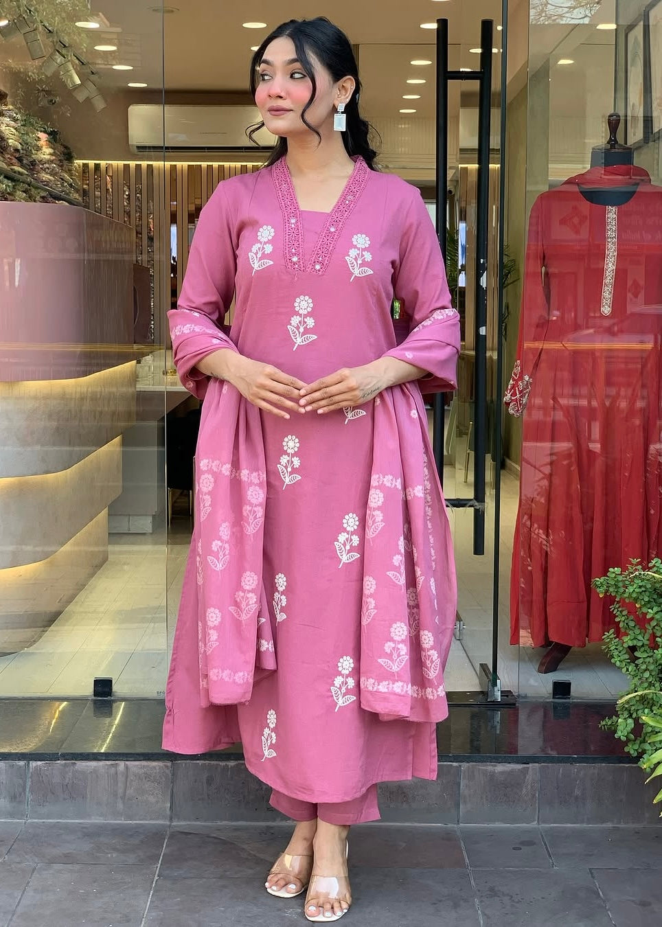 “ALICE" Premium Flex cotton embroidered work kurta set