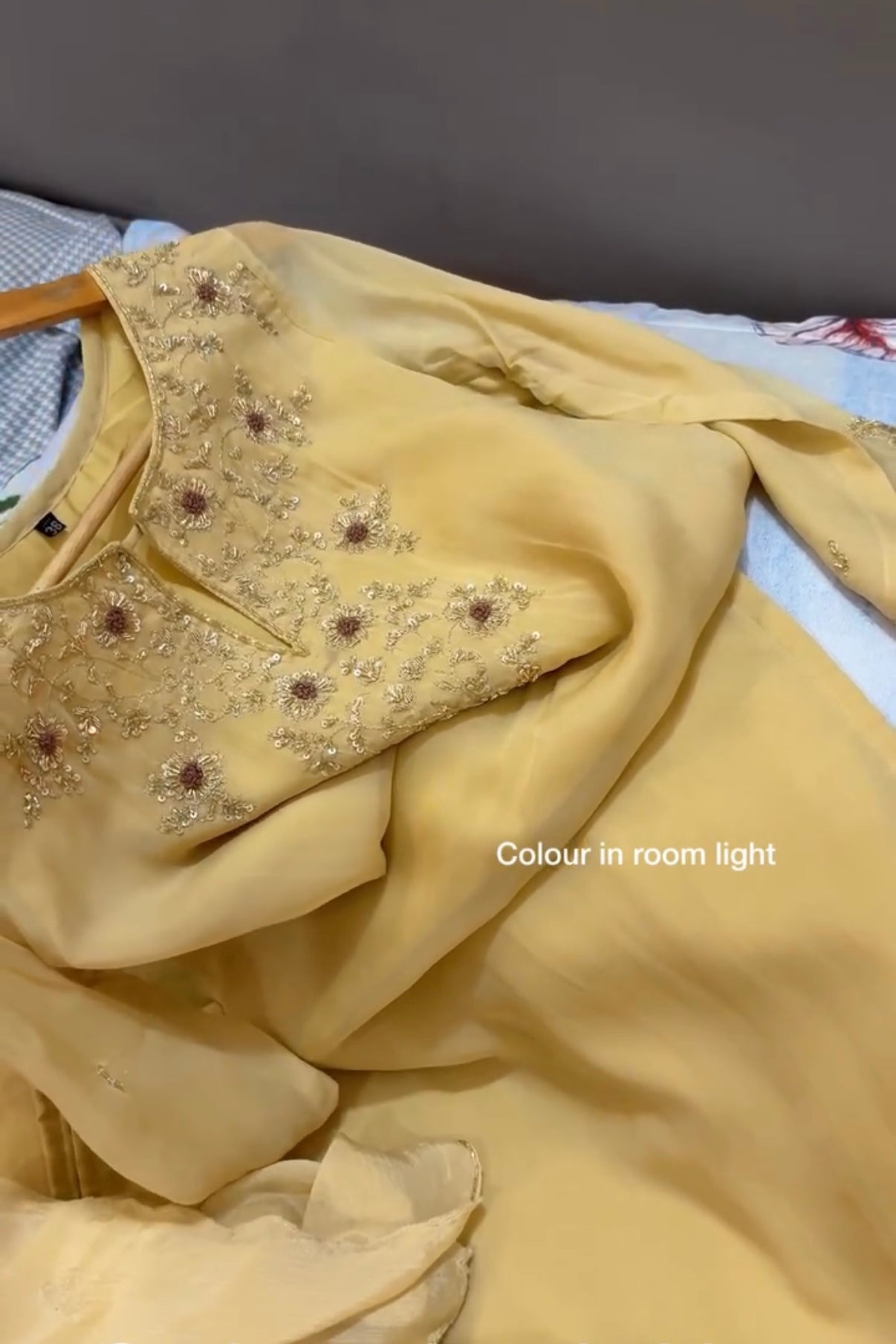 "Palermo” Beige Biscuit viscose organza kurti bottom dupatta set 🛍️