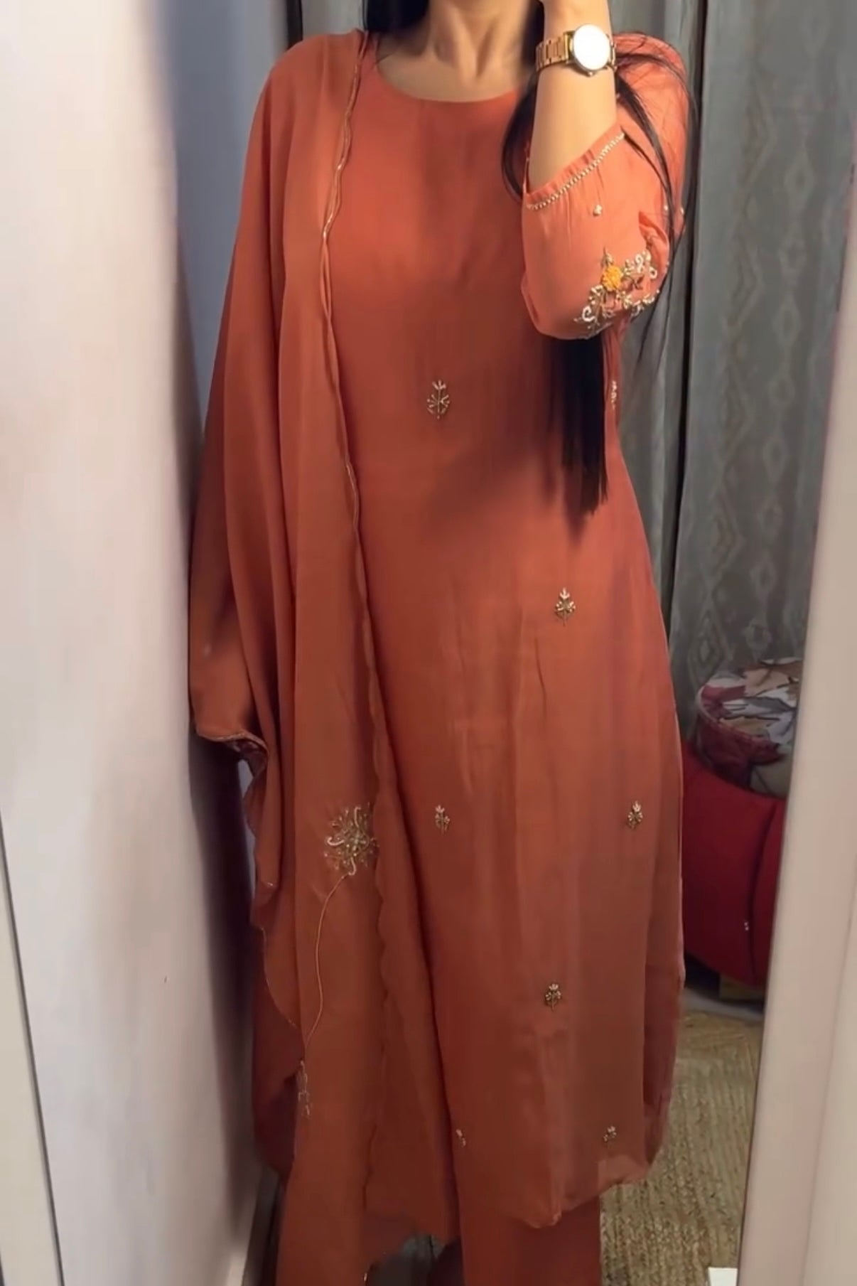 “Iqrah” premium Mul-Chanderi Party wear A Line suit set