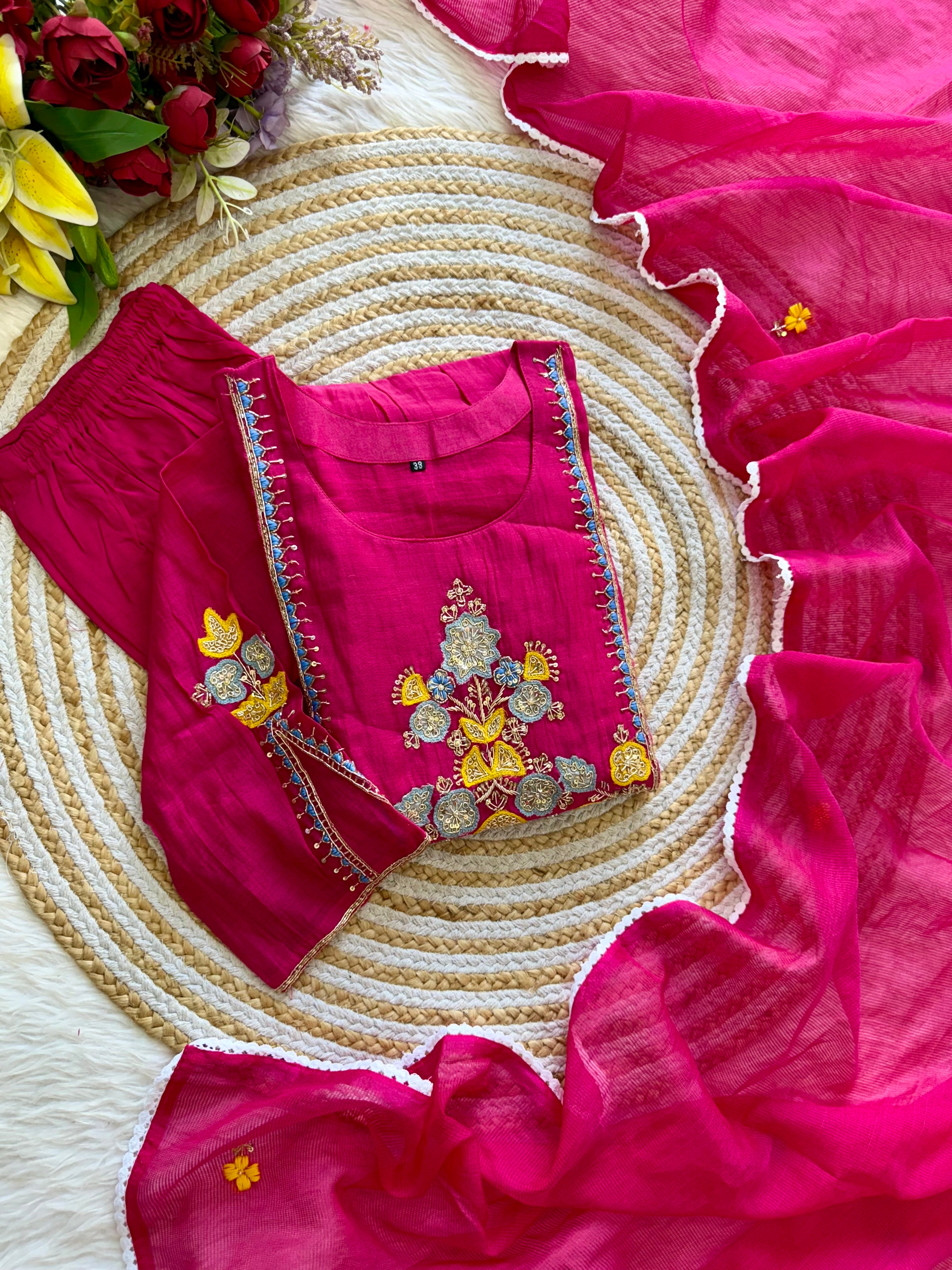 “AADHYA” Premium Mul Chanderi anarkali suit set