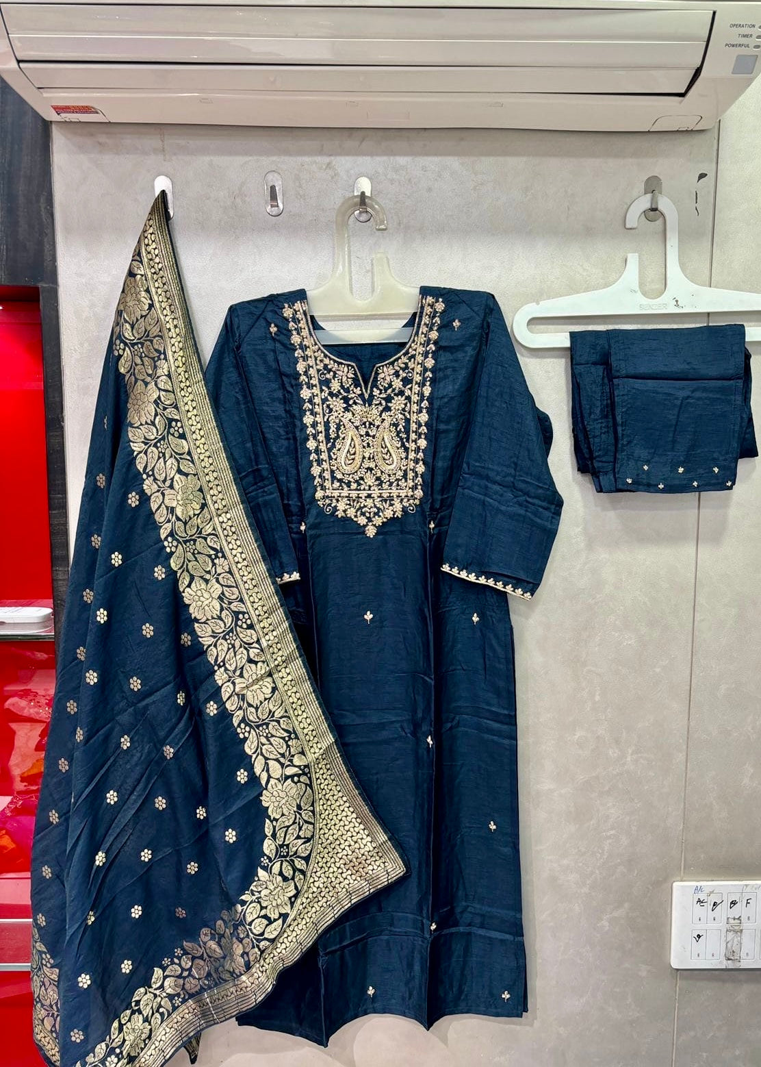 “Sikha” Indian wear dola silk kurti bottom dupatta set