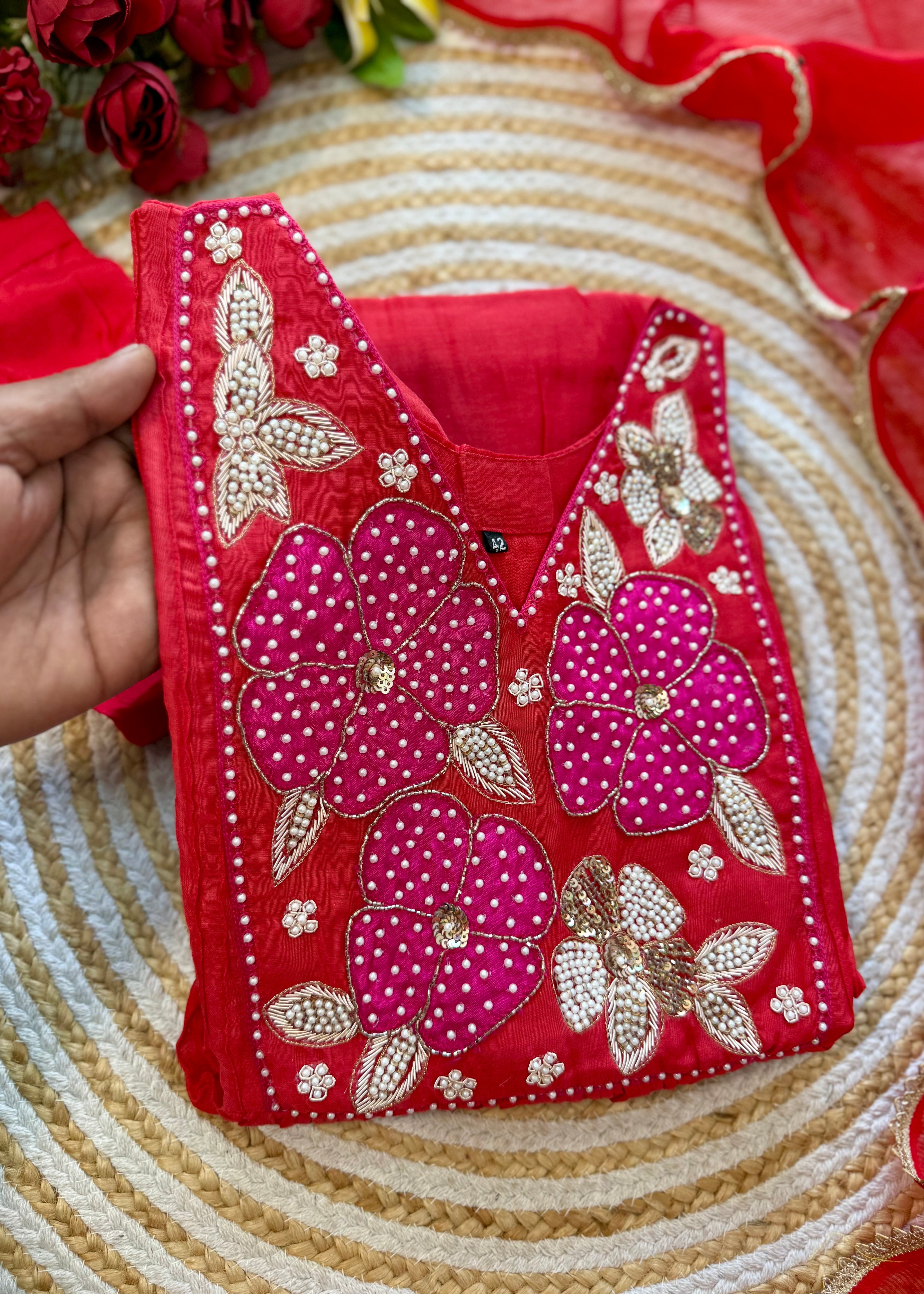 “NYLA” Beautiful Mul Chanderi anarkali kurti set