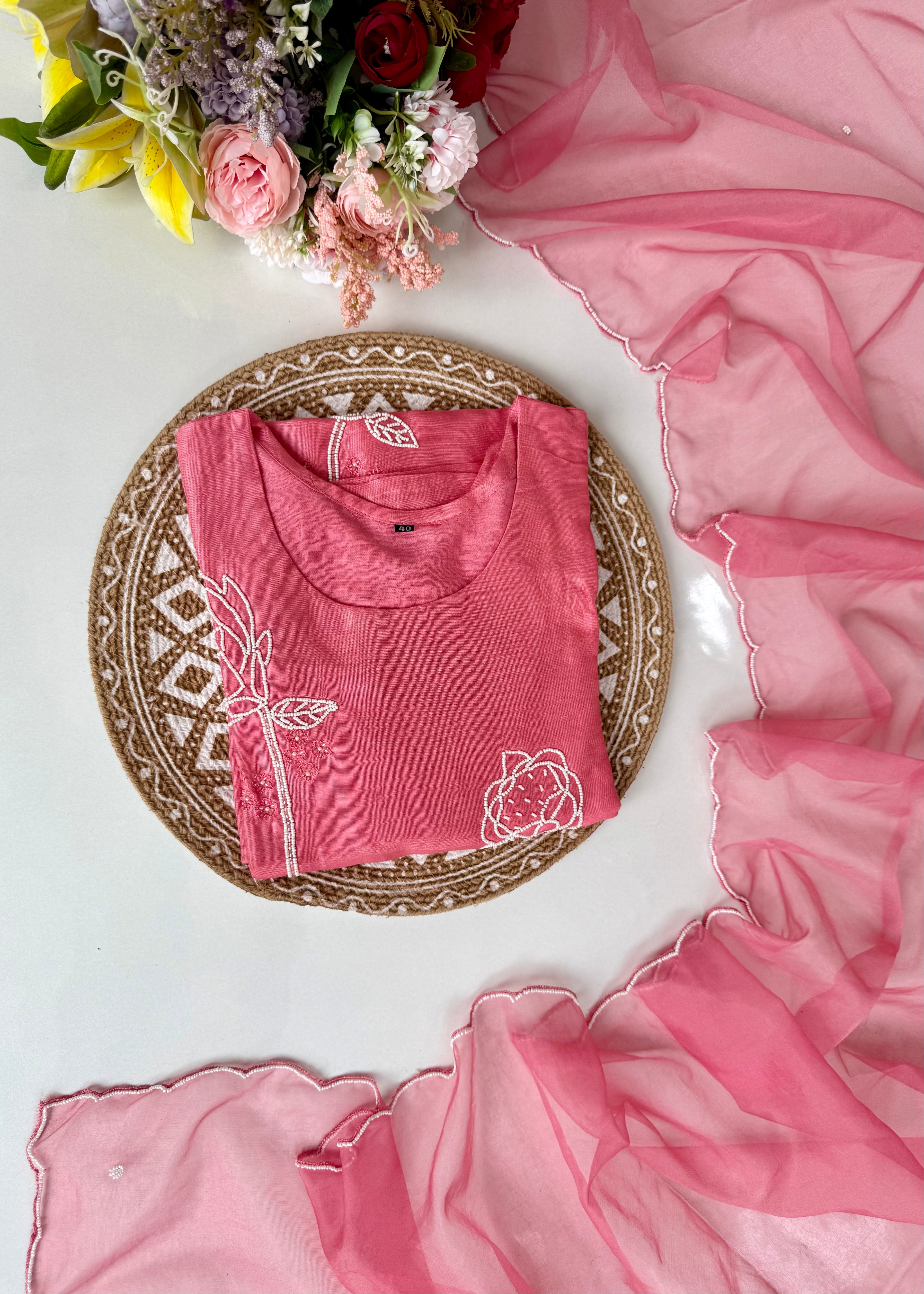 “Sarah” Premium Dola silk heavy handwork kurta set 🛍️