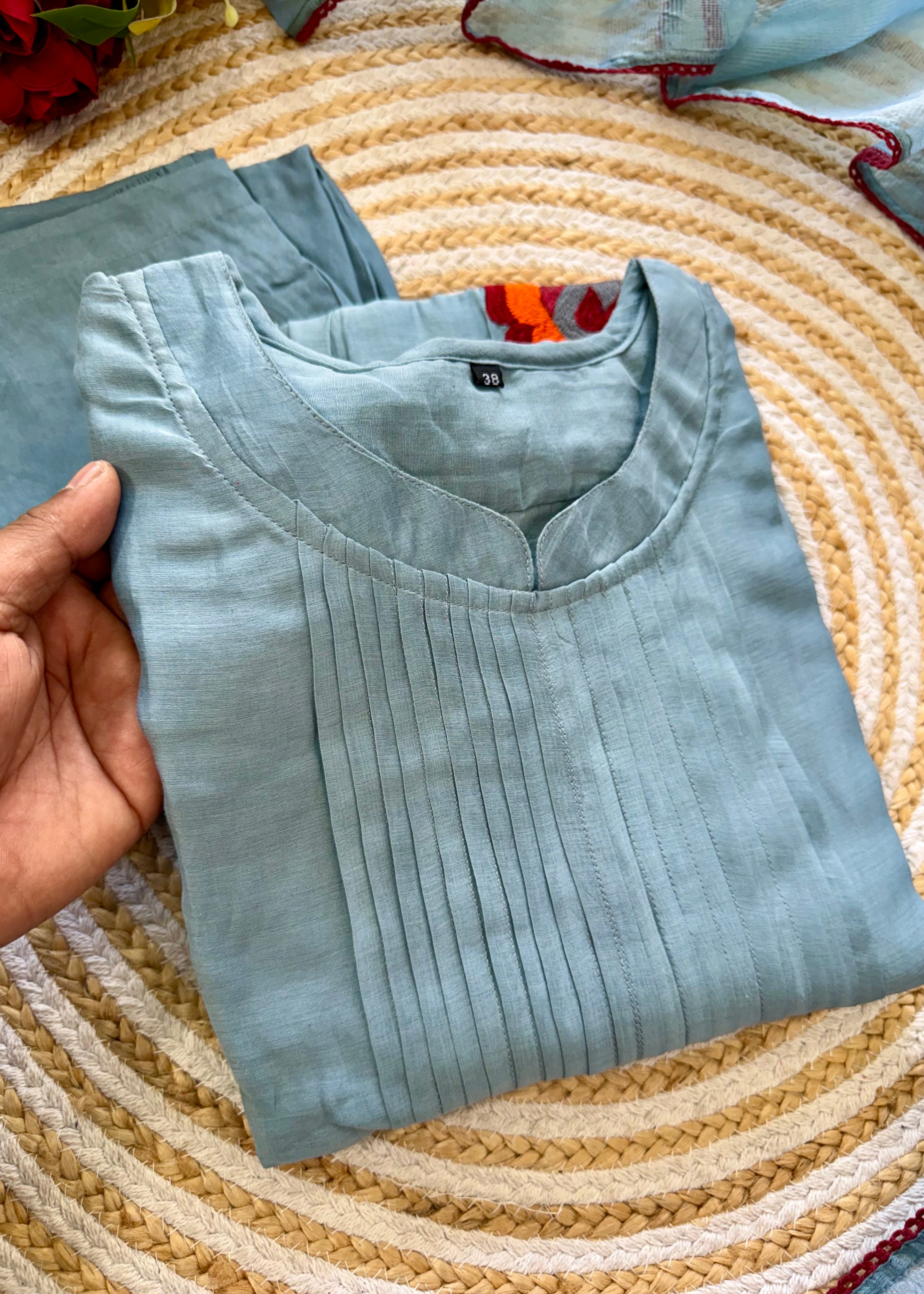 “MAHA” Beautiful Mul Chanderi anarkali kurti set