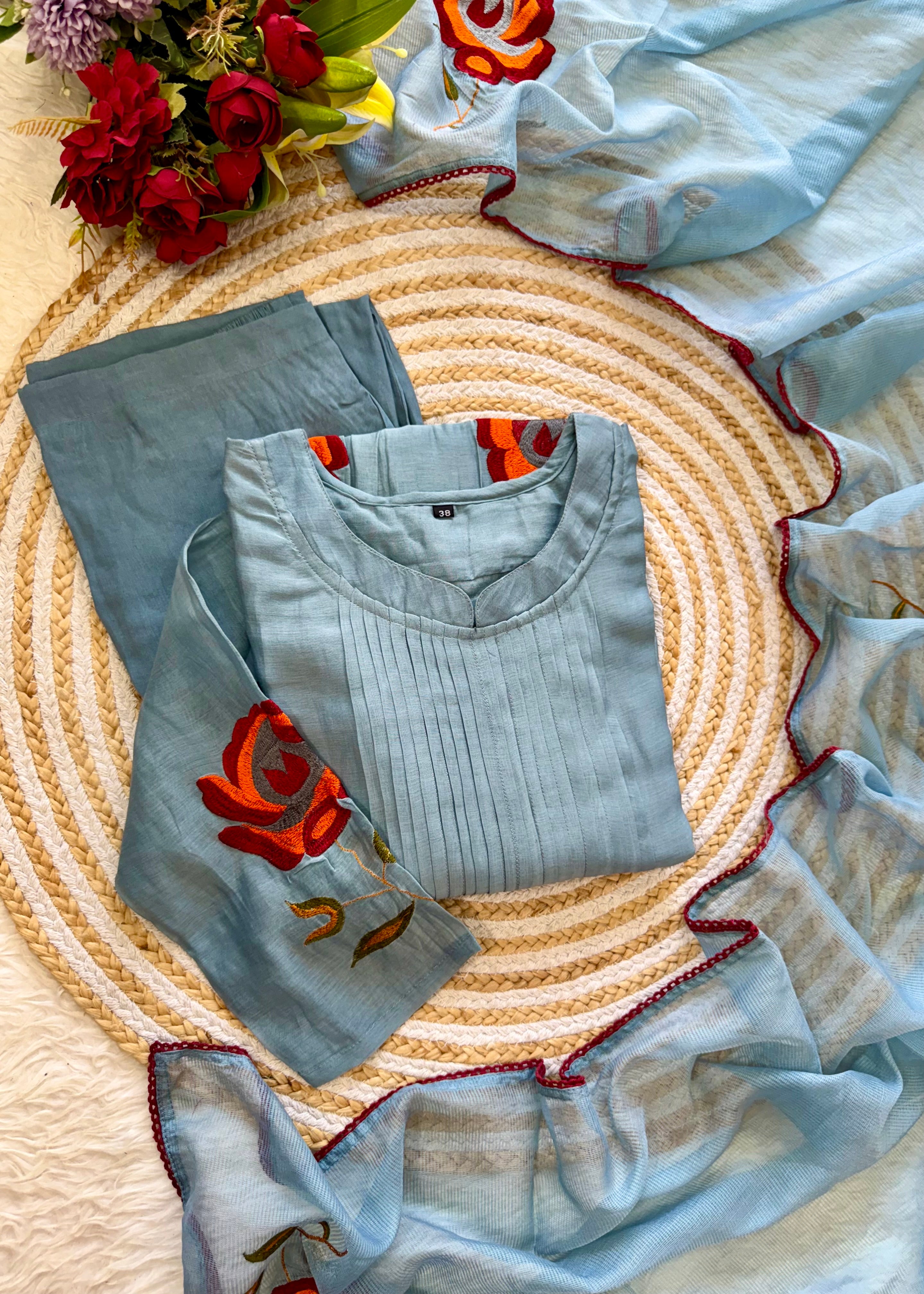 “MAHA” Beautiful Mul Chanderi anarkali kurti set