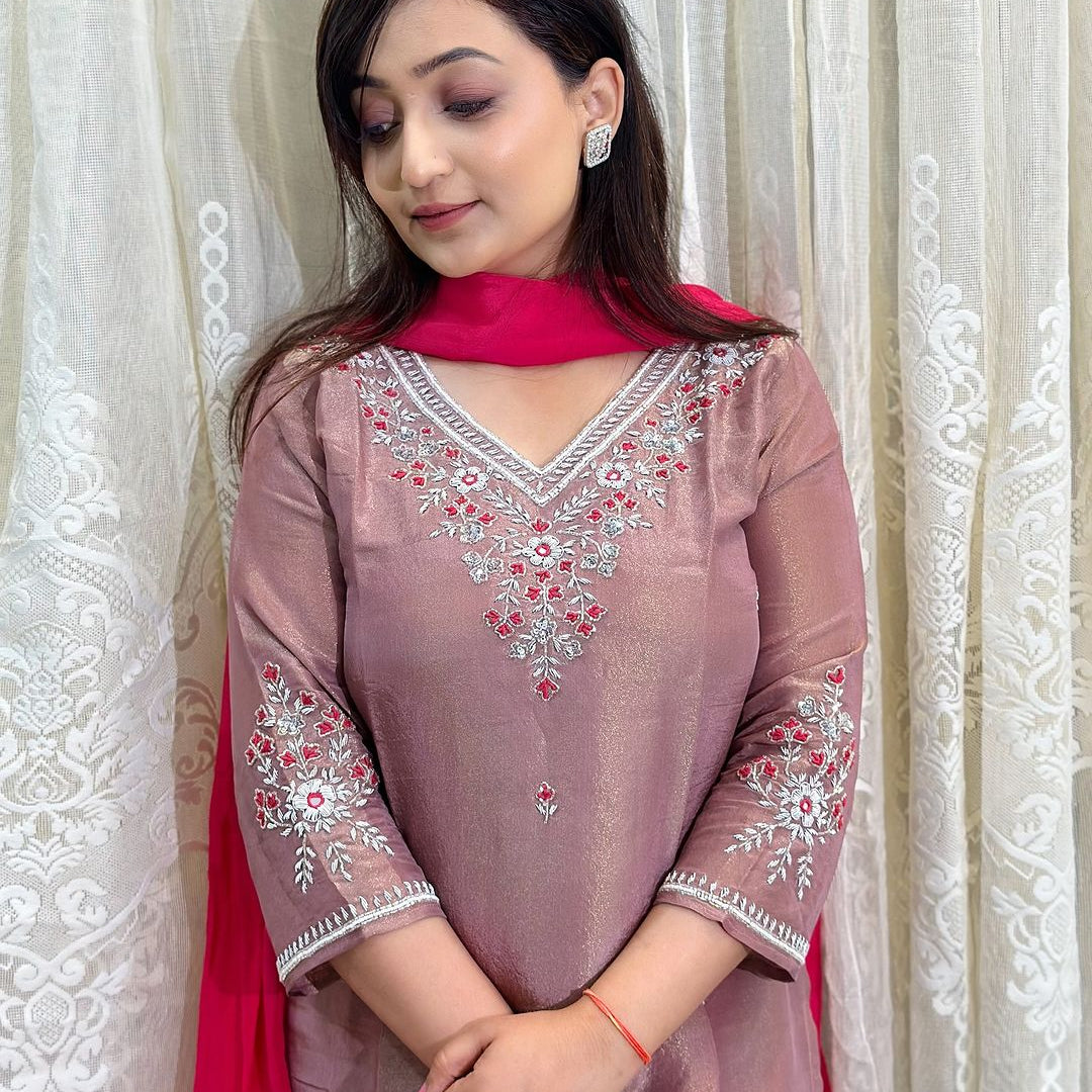 "TURAAB" Tissue silk stright heavy work set