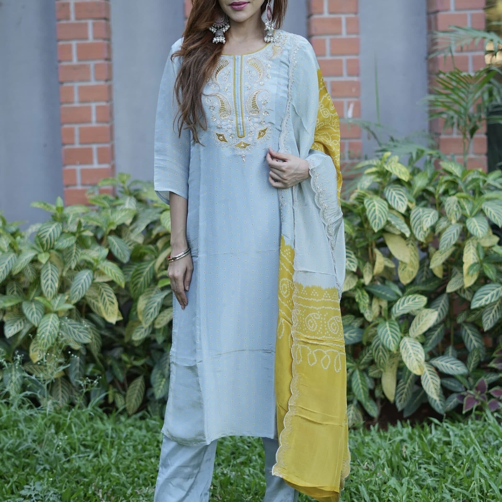 “Nagma” Premium Tissue silk kurti bottom dupatta set