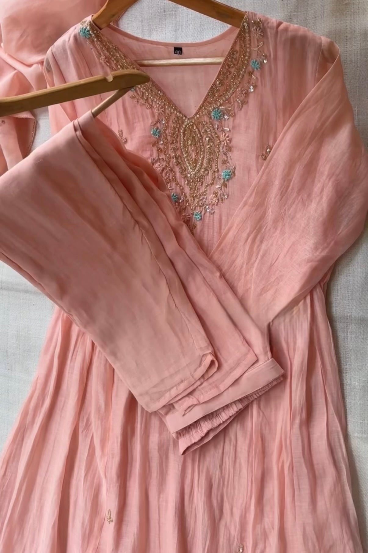 “Ziva” Pure Mul-Chanderi Party wear A Line suit set