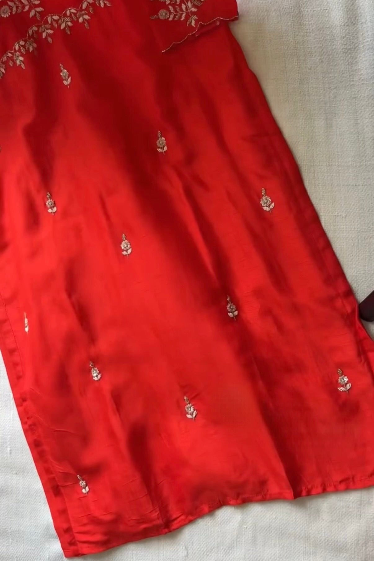 “Orange” Partywear Orange heavy handwork Dola Silk Kurta Set