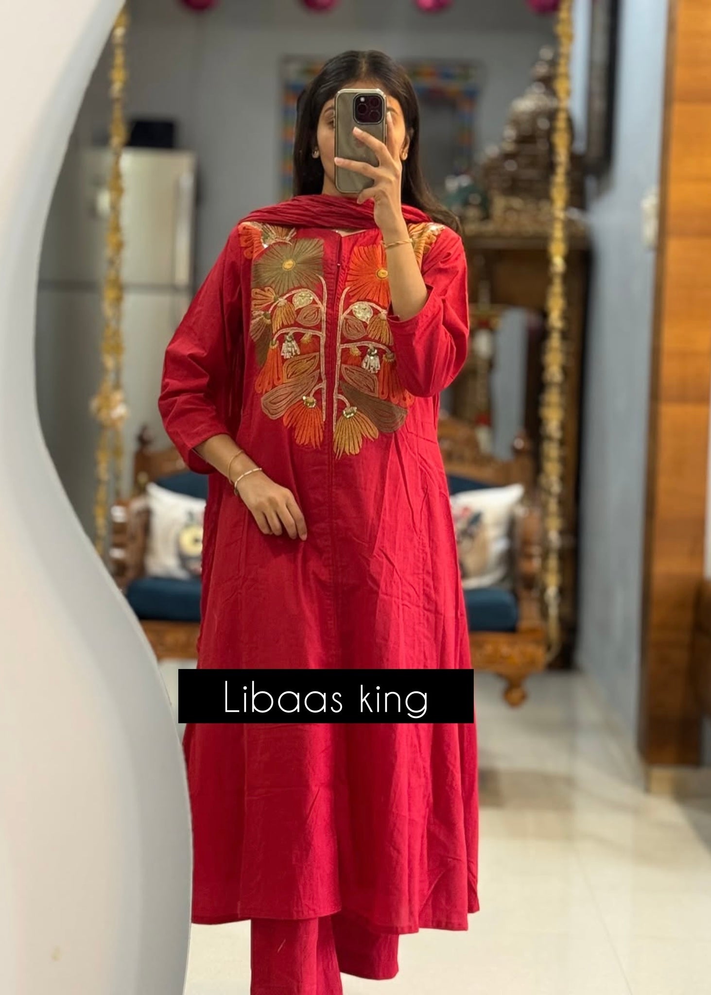 “Elegant” Embroidered Mul Cotton Kurta Set