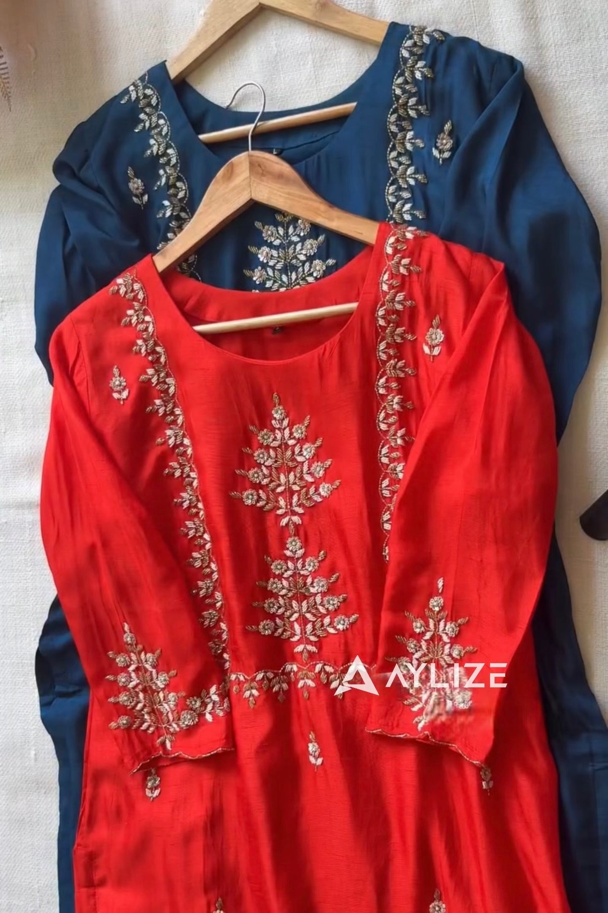 “Orange” Partywear Orange heavy handwork Dola Silk Kurta Set