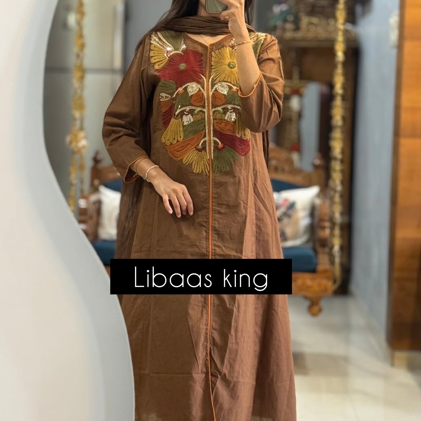 “Elegant” Embroidered Mul Cotton Kurta Set