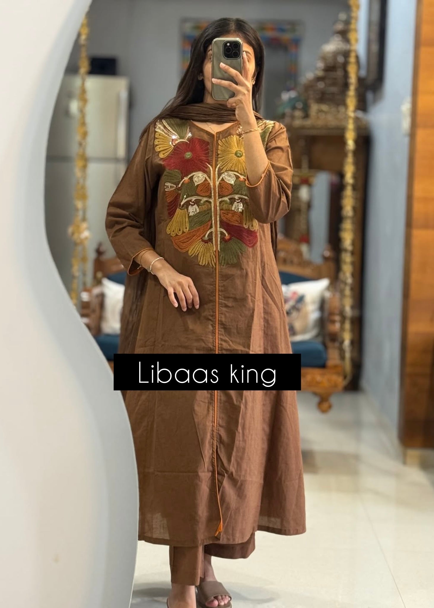 “Elegant” Embroidered Mul Cotton Kurta Set