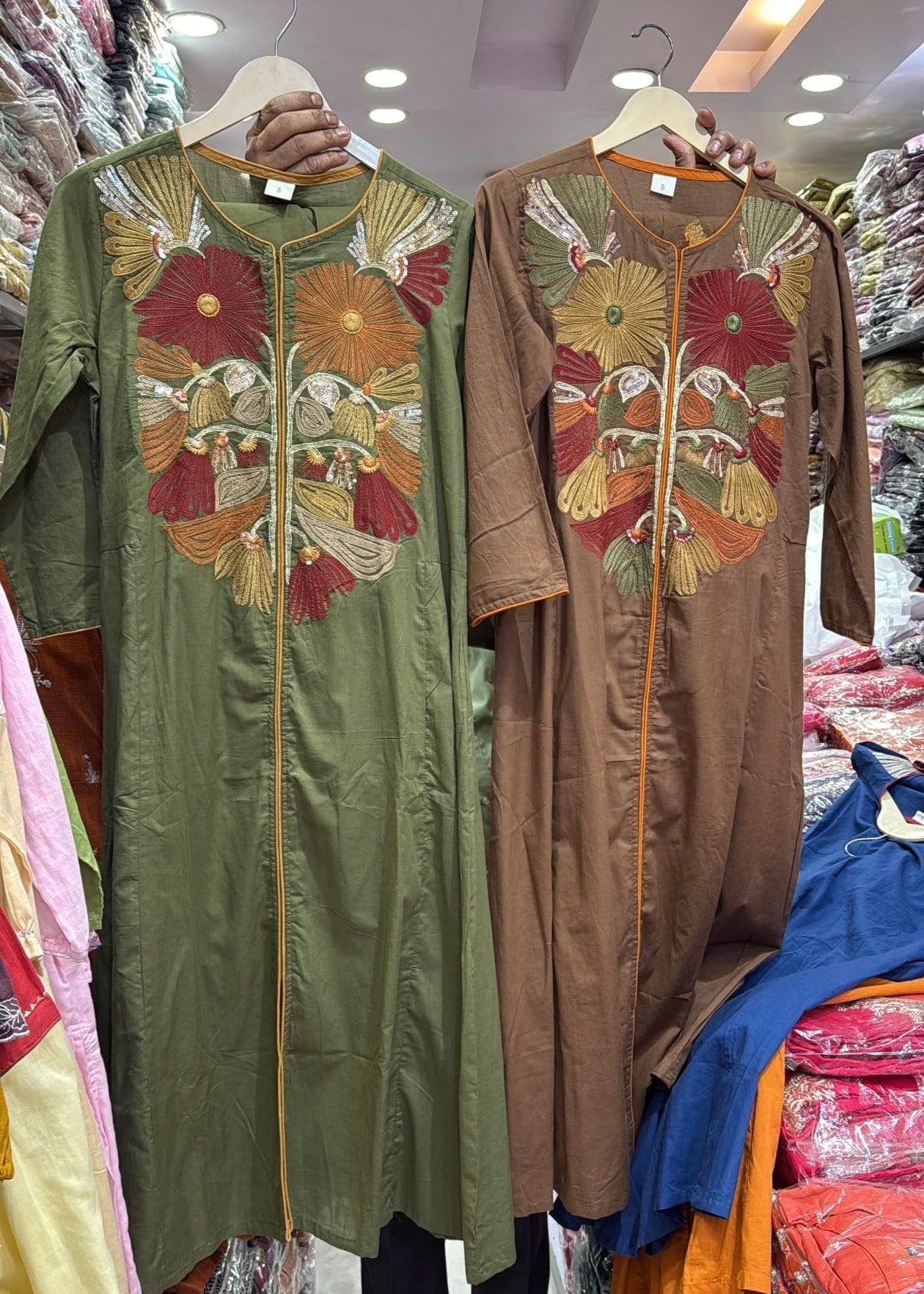 “Elegant” Embroidered Mul Cotton Kurta Set