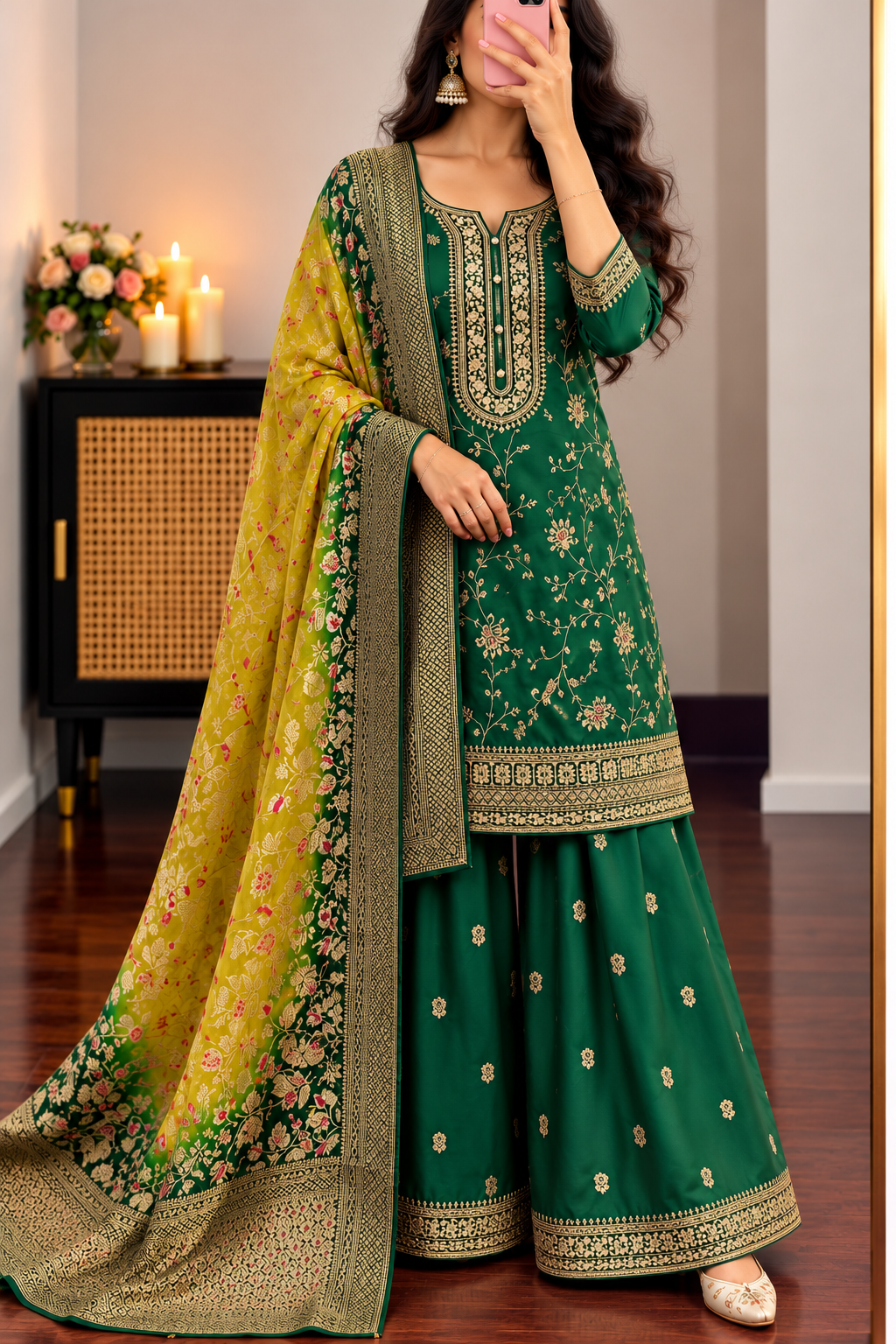 “AYAT” Festive wear Jacquard silk kurta palazzo set
