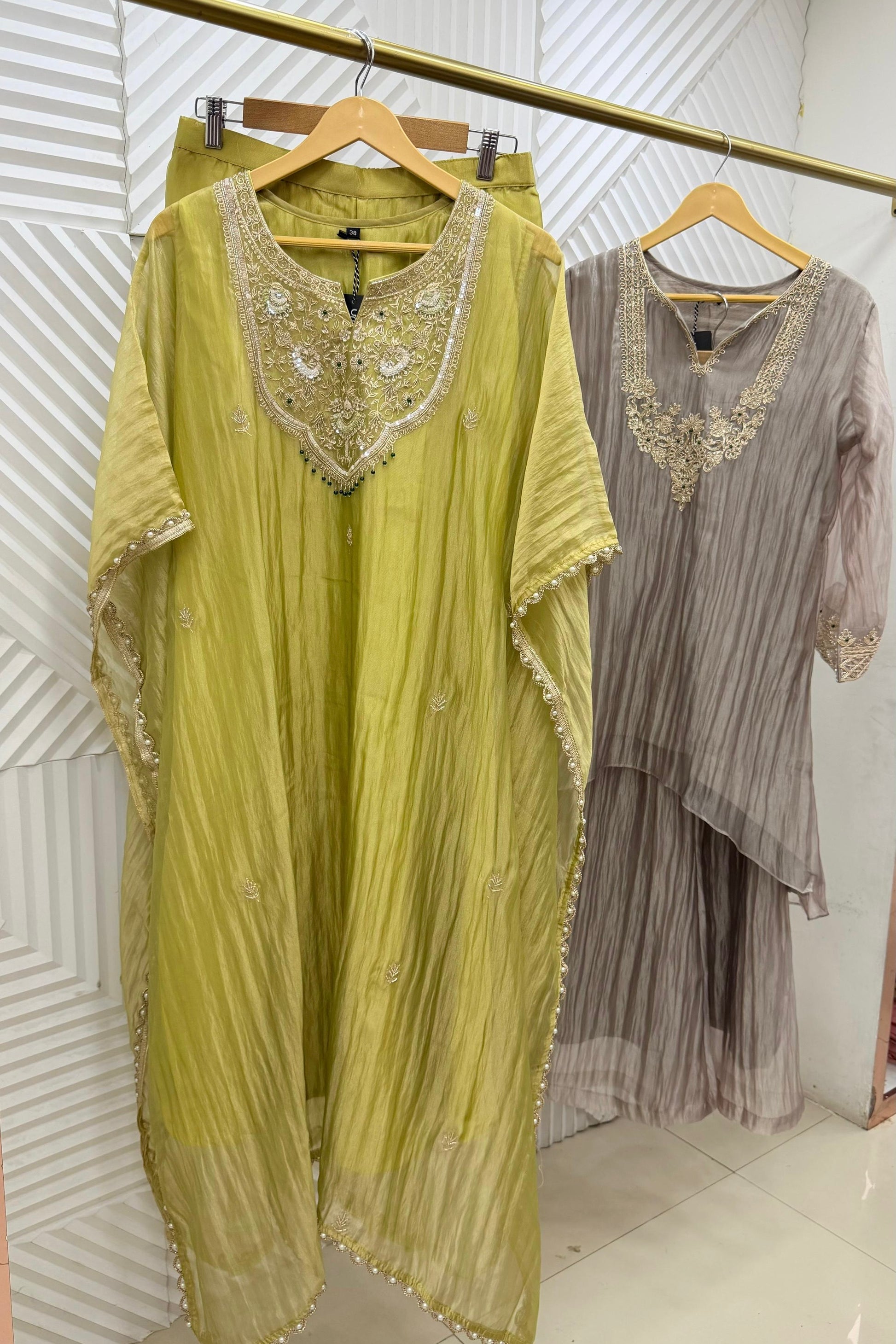 🛍️”Natasha –  Premium Tissue Kaftan Set &amp; Indo-Western Co-ord Set