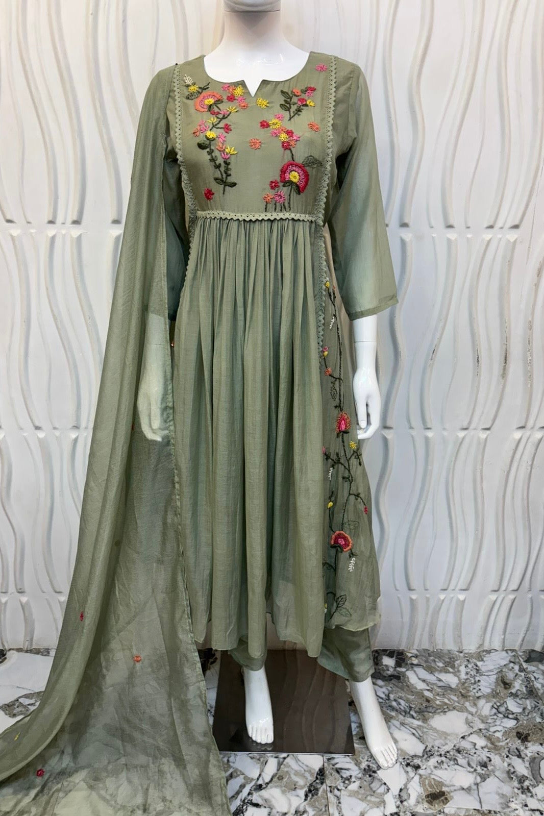 ✨”Aafreen – Premium Mul Chanderi Anarkali Kurta Set