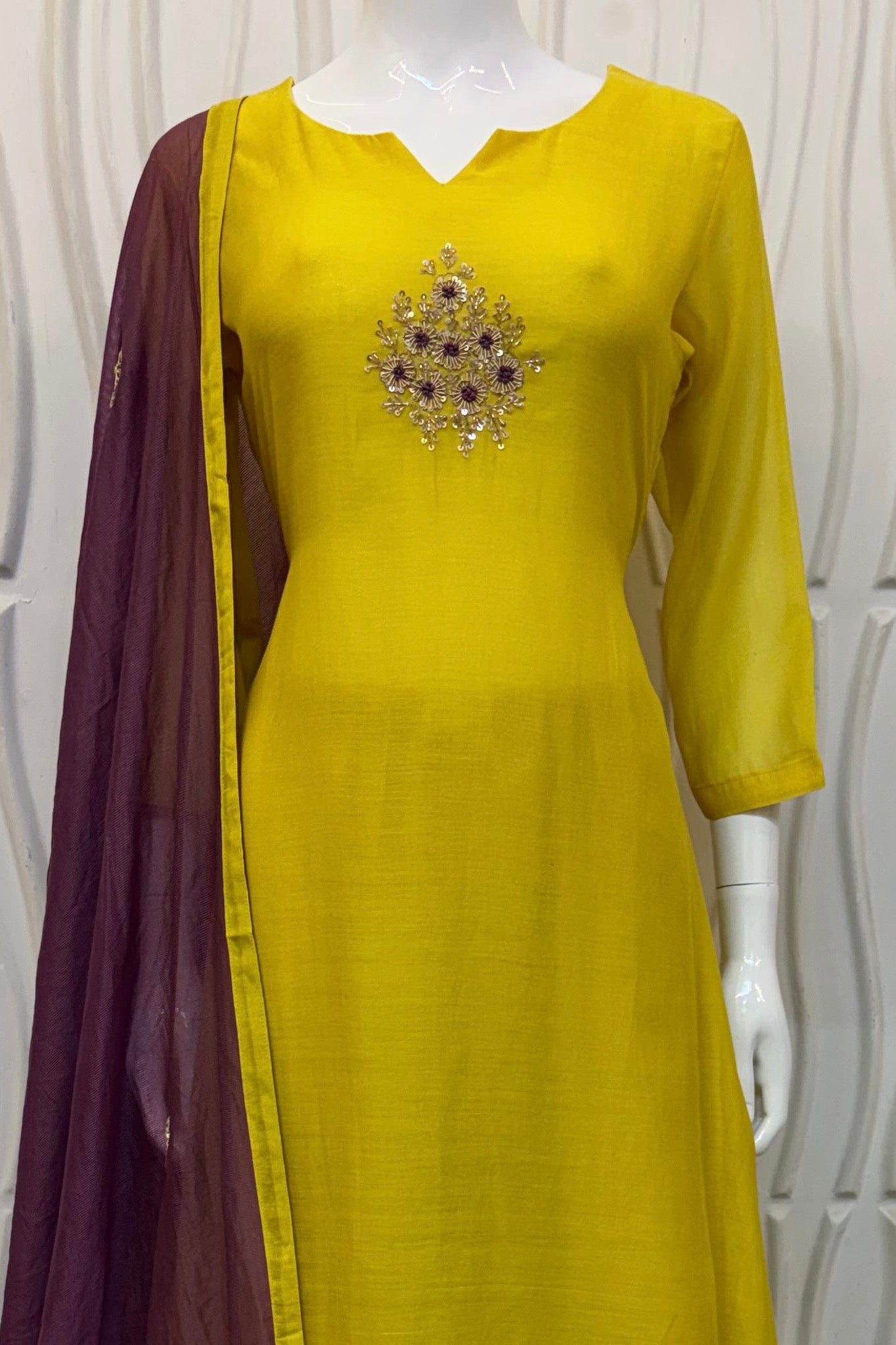 🛍️”Sinthya –  Premium Yellow Mul Chanderi A Line Kurta Set