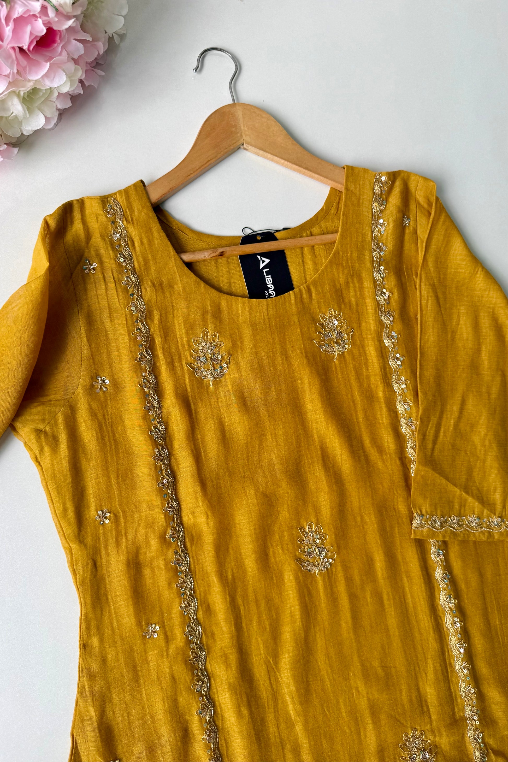 “Ujjwal” Trending yellow Mul Chanderi A Line Kurta set 🛍️