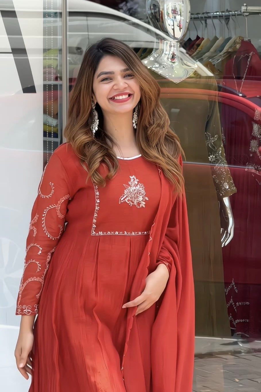 🛍️”Crown –  Premium Party wear  Mul Chanderi A Line Kurta Set