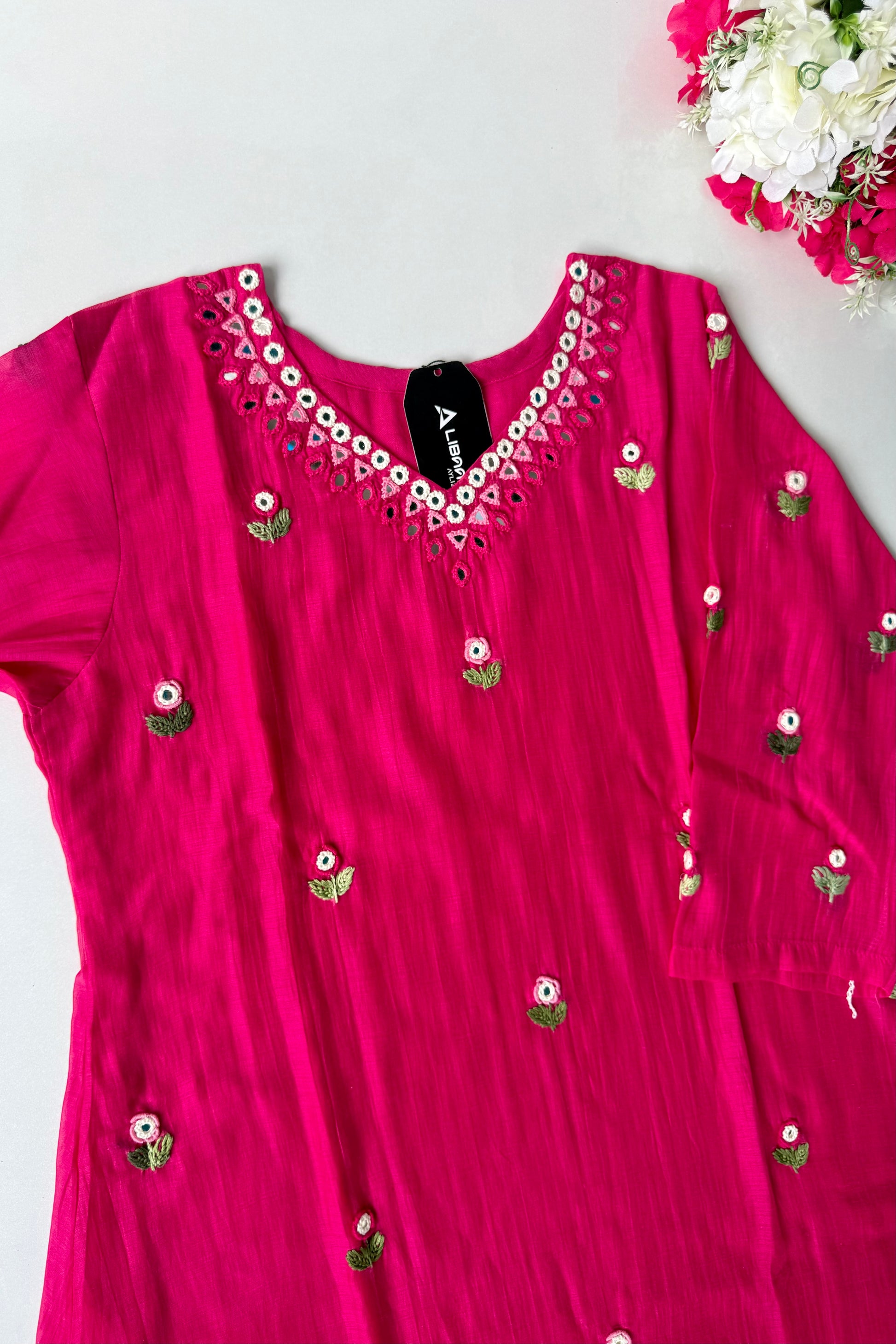 ✨”Ruby - Premium Pink Mul Chanderi A-Line Kurta Set 💕