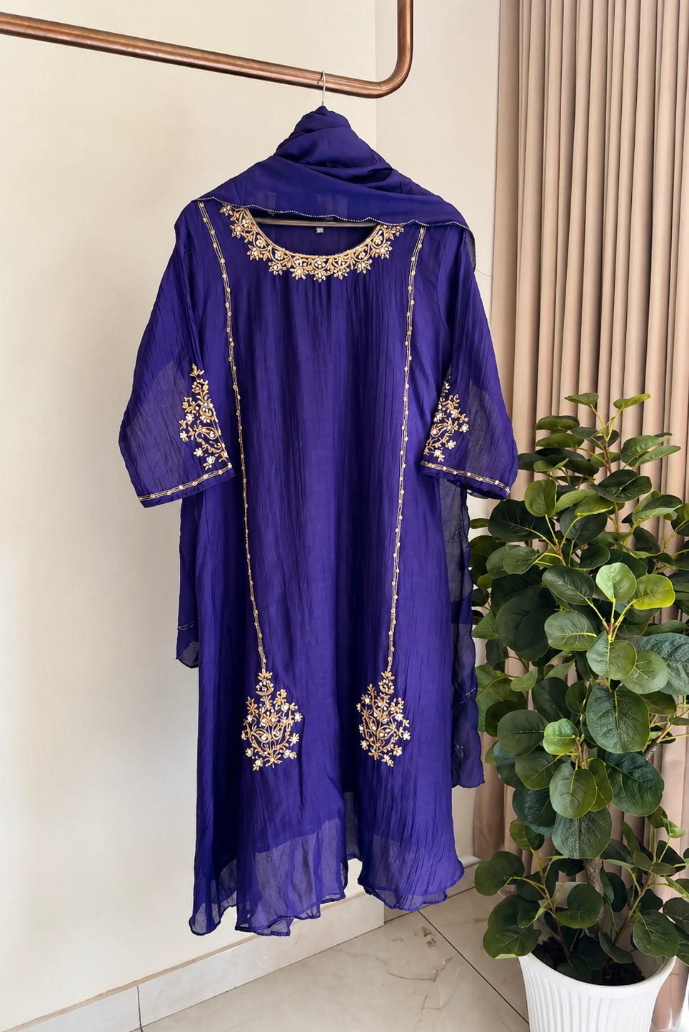 💕”Nayra – Premium Mul Chanderi A-Line Kurta Set