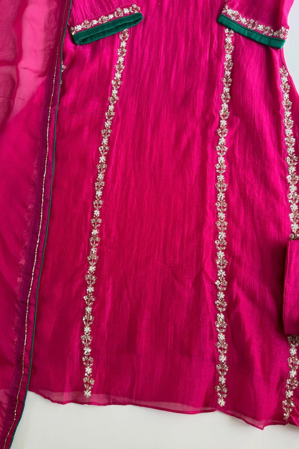 ✨”Maya - Premium Pink Mul Chanderi A-Line Kurta Set