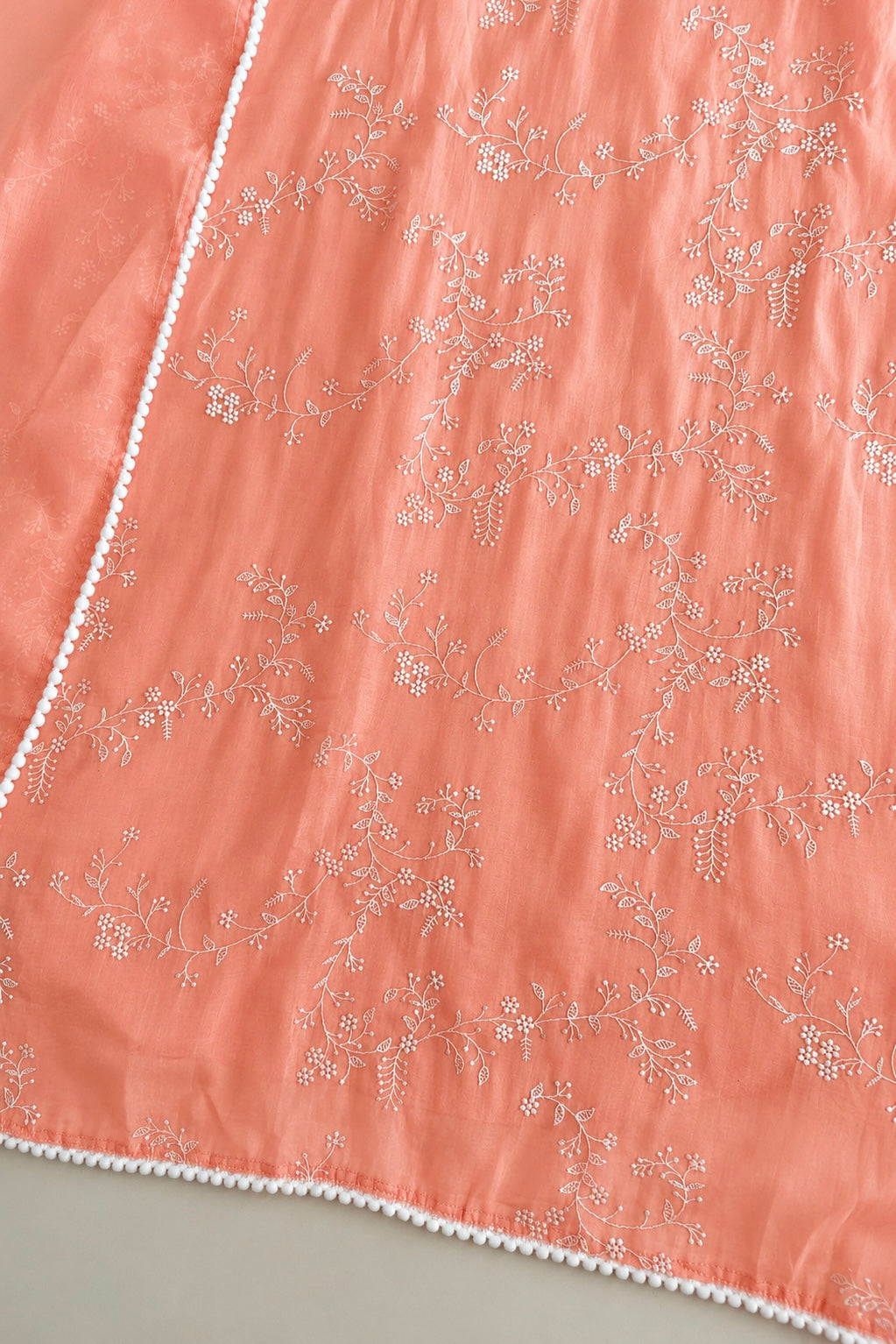 “Elina” Blush Peach Crushed Chanderi A Line Suit set 🛍️