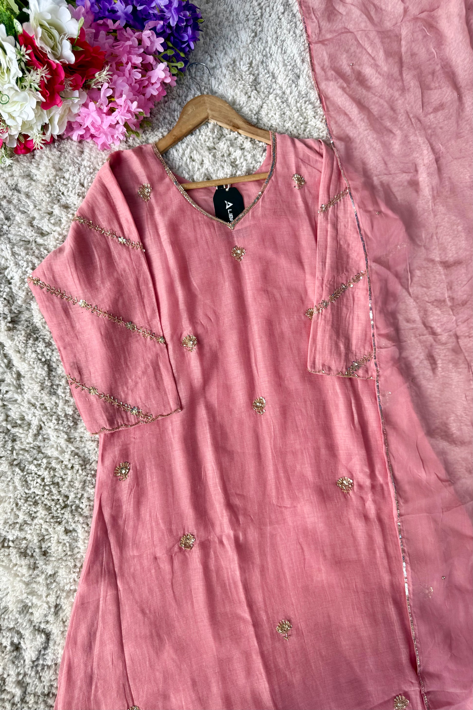 ✨”Unique- Party Wear Mul Chanderi A Line Kurta set 🛍️