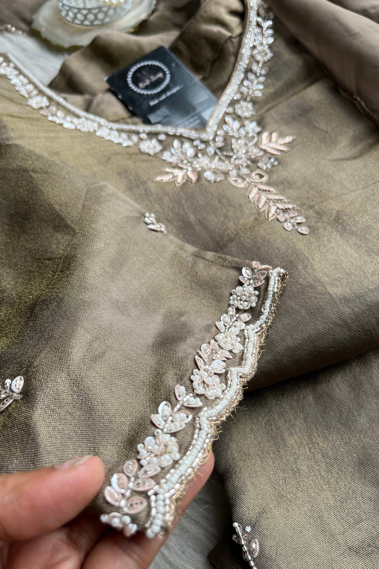 ✨Az002- Champagne Gold Tissue Divider Sharara Suit